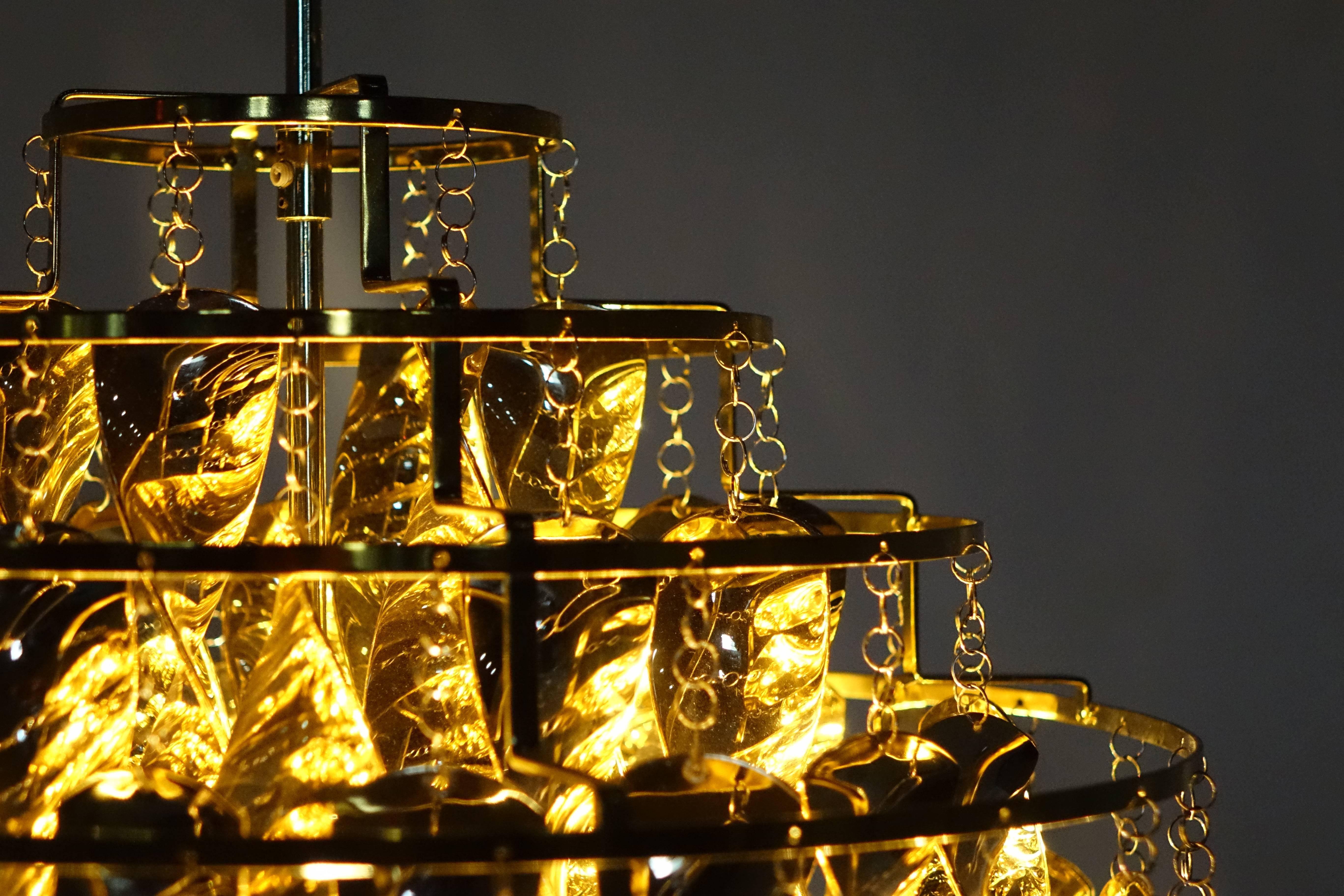 Verner Panton 1969, Spiral Gold Verpan Chandelier, Fun Lamp 2