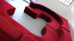 Canapé de salon modulaire/sectionnel Giant Landscape:: velours rouge:: Divano Lara