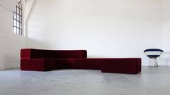 Giant Landscape Modular/Sectional Lounge Sofa, Red Velvet, Divano Lara