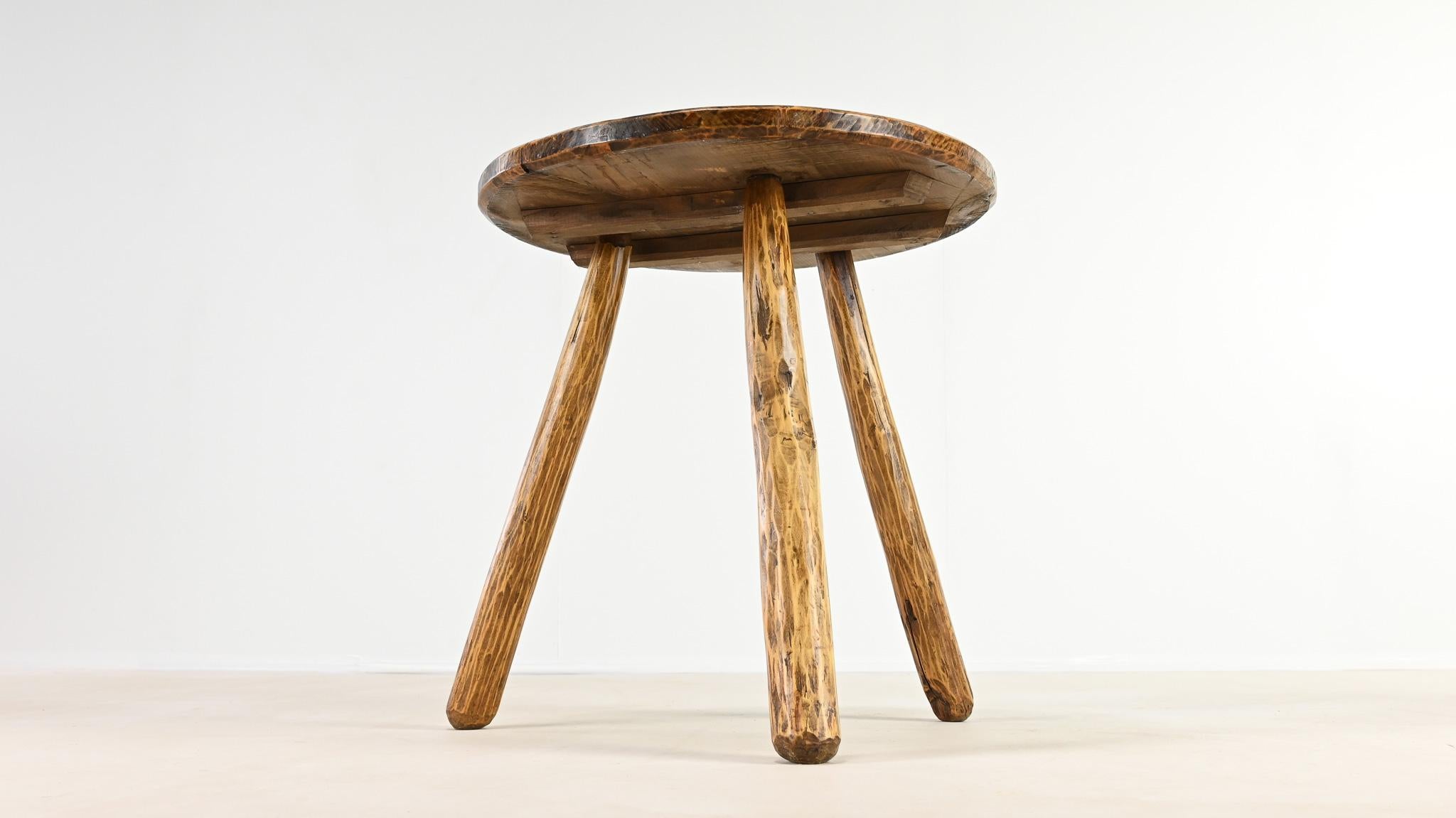 Chestnut Primitive Tripod Cricket Table. France, C.1940. For Sale