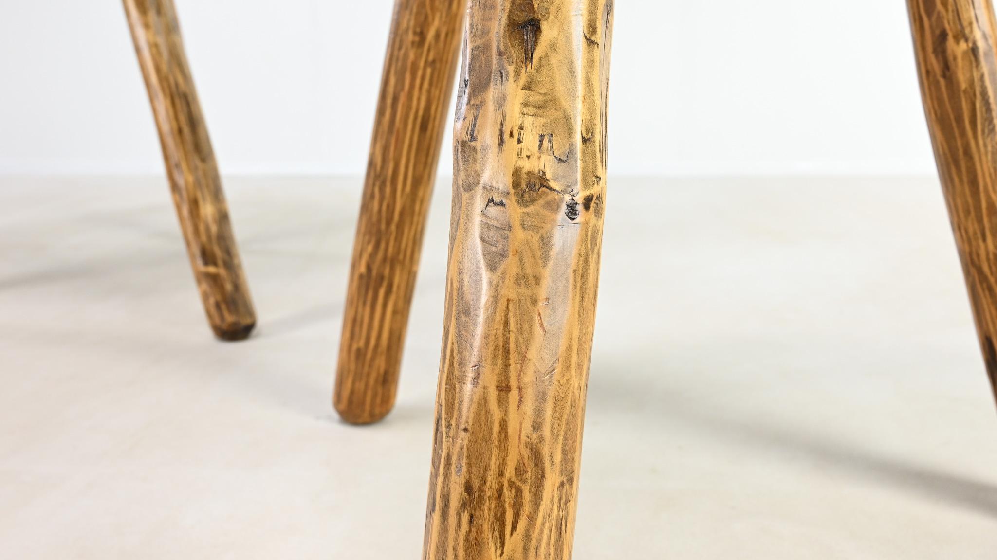 Varnished Primitive Tripod Cricket Table. France, C.1940. For Sale