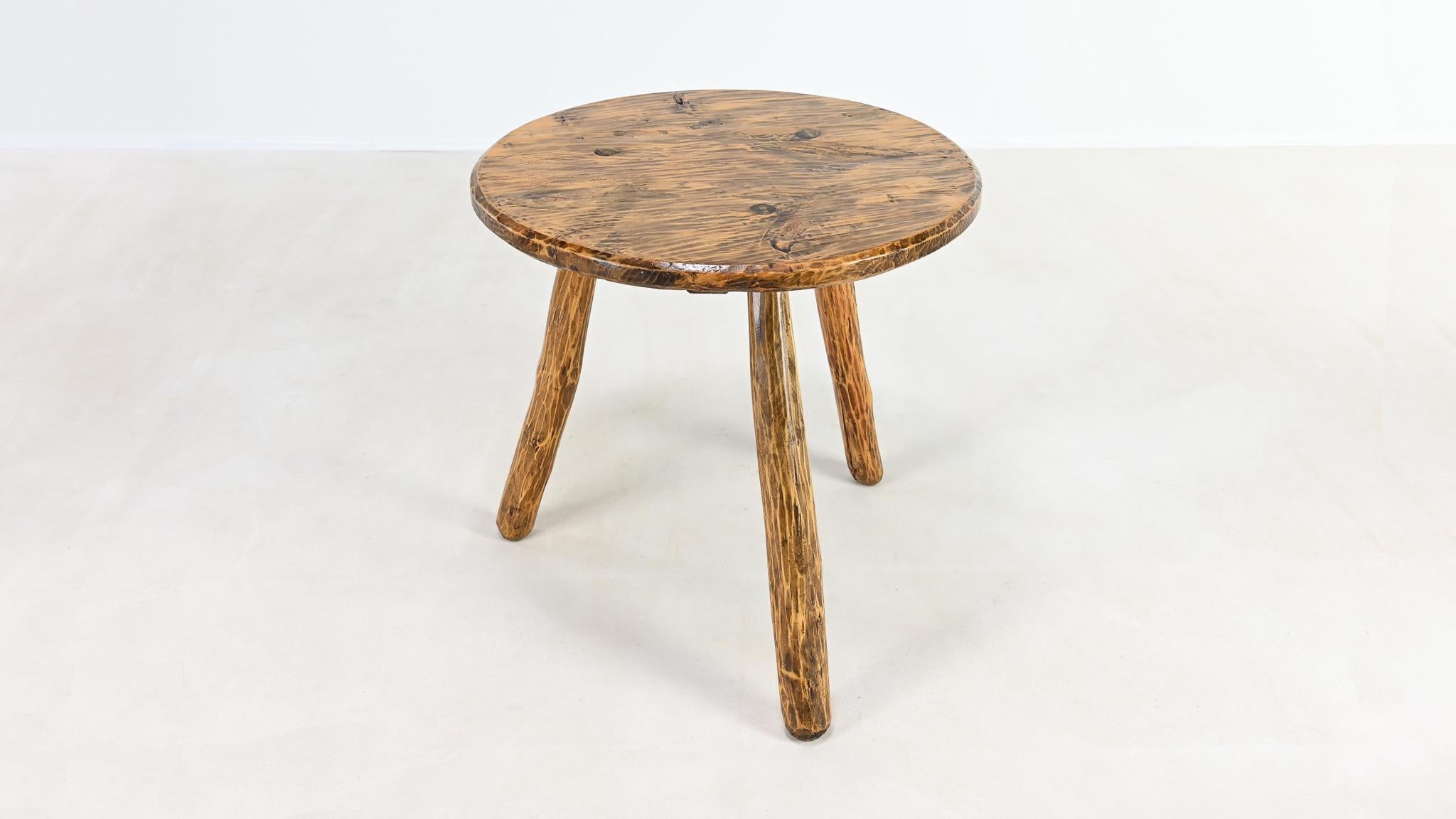 Primitive Tripod Cricket Table. France, C.1940. For Sale 5