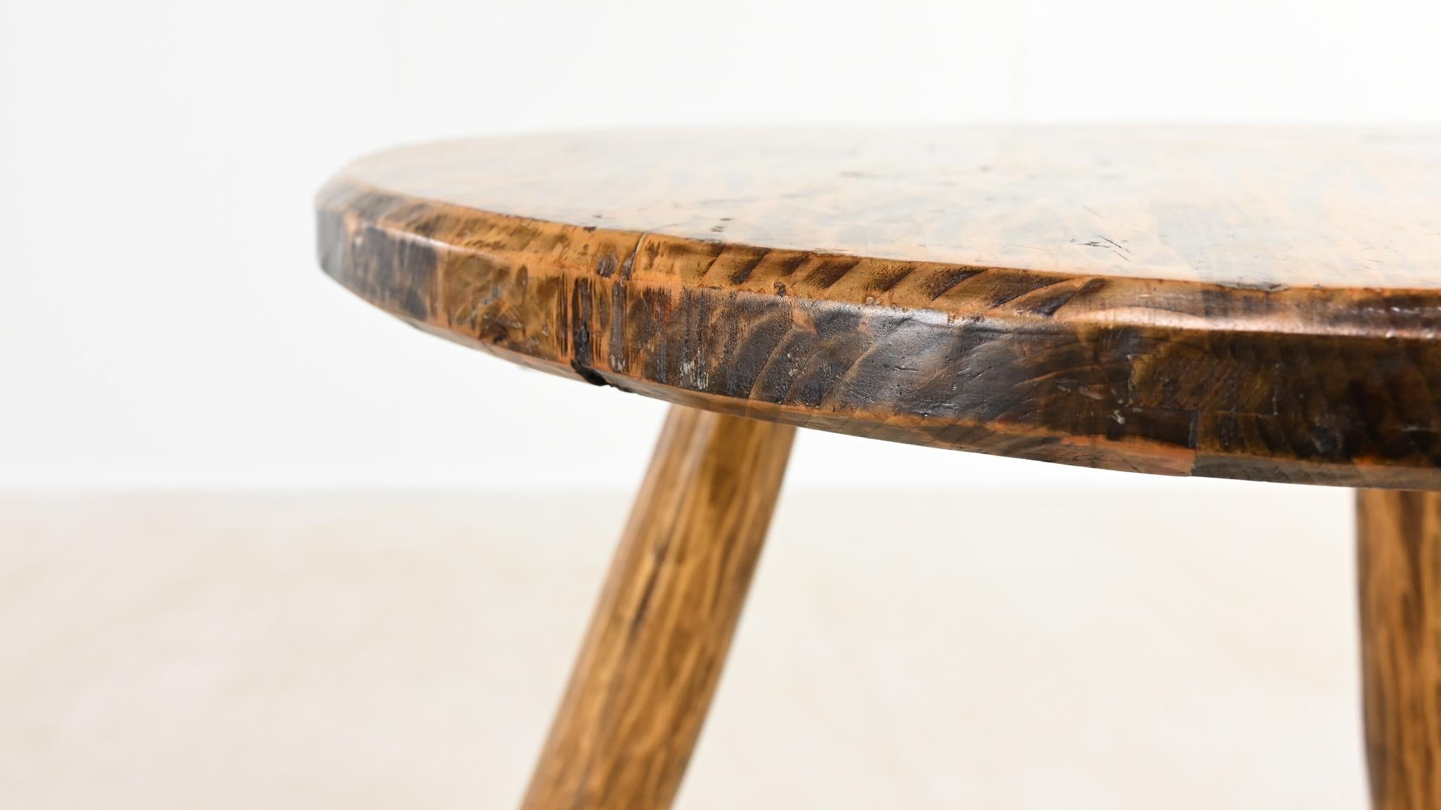 Primitive Tripod Cricket Table. France, C.1940. For Sale 1