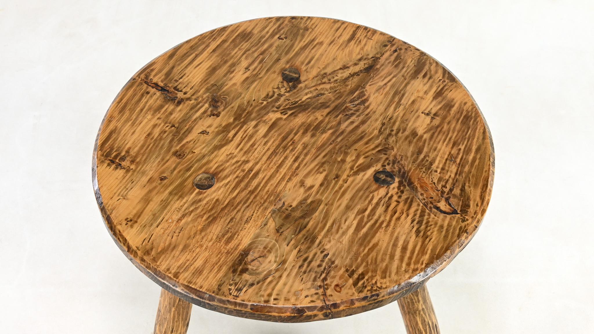 Primitive Tripod Cricket Table. France, C.1940. For Sale 2