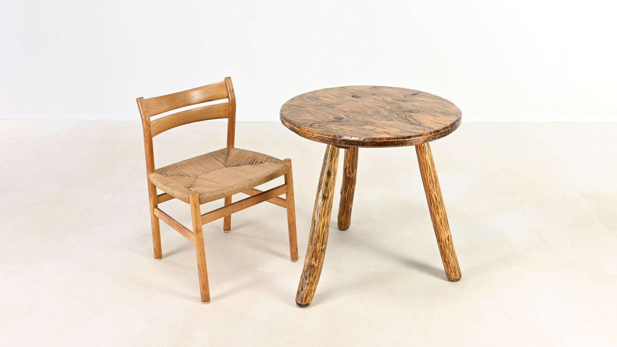 Primitive Tripod Cricket Table. France, C.1940. For Sale 7