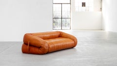 Anfibio Sofá + Cama Alessandro Becchi 1971 by Giovannetti Vintage Cuero Coñac