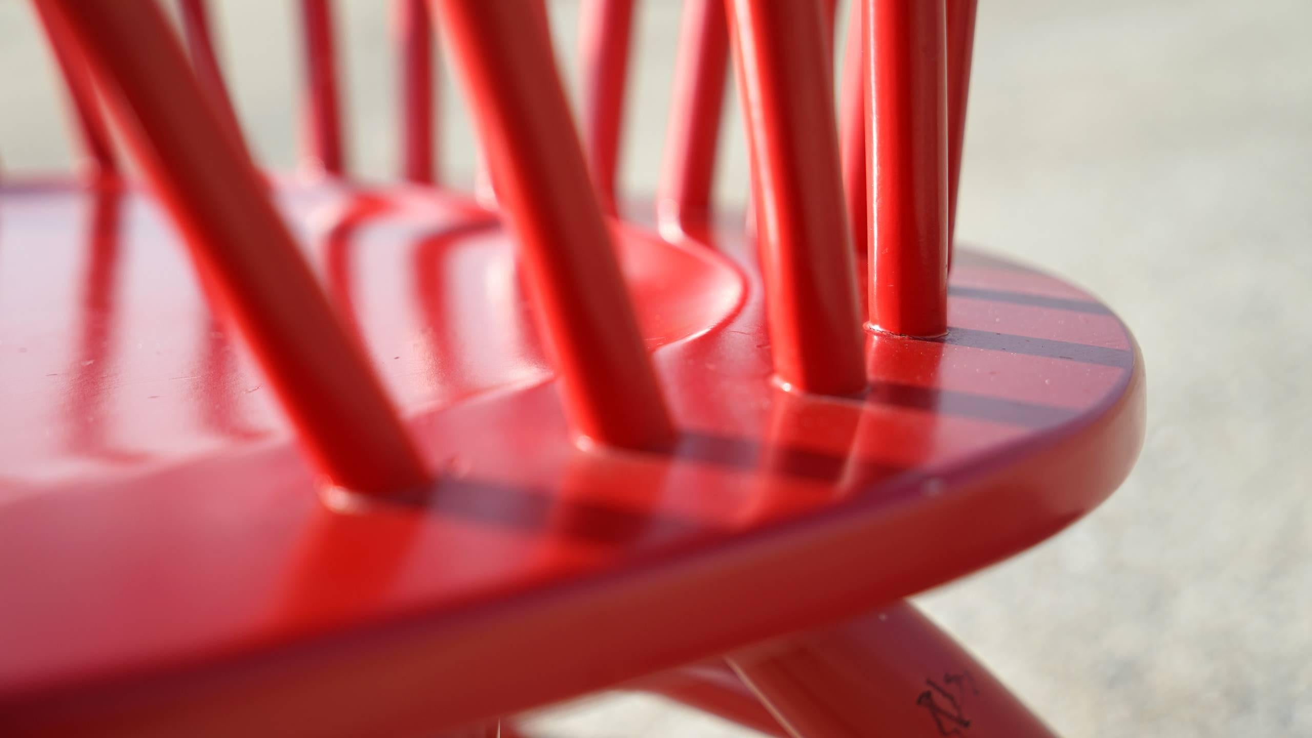Hand-Crafted Ilmari Tapiovaara Modernist, Crinolette Lounge Chair Original Red 1962 Asko