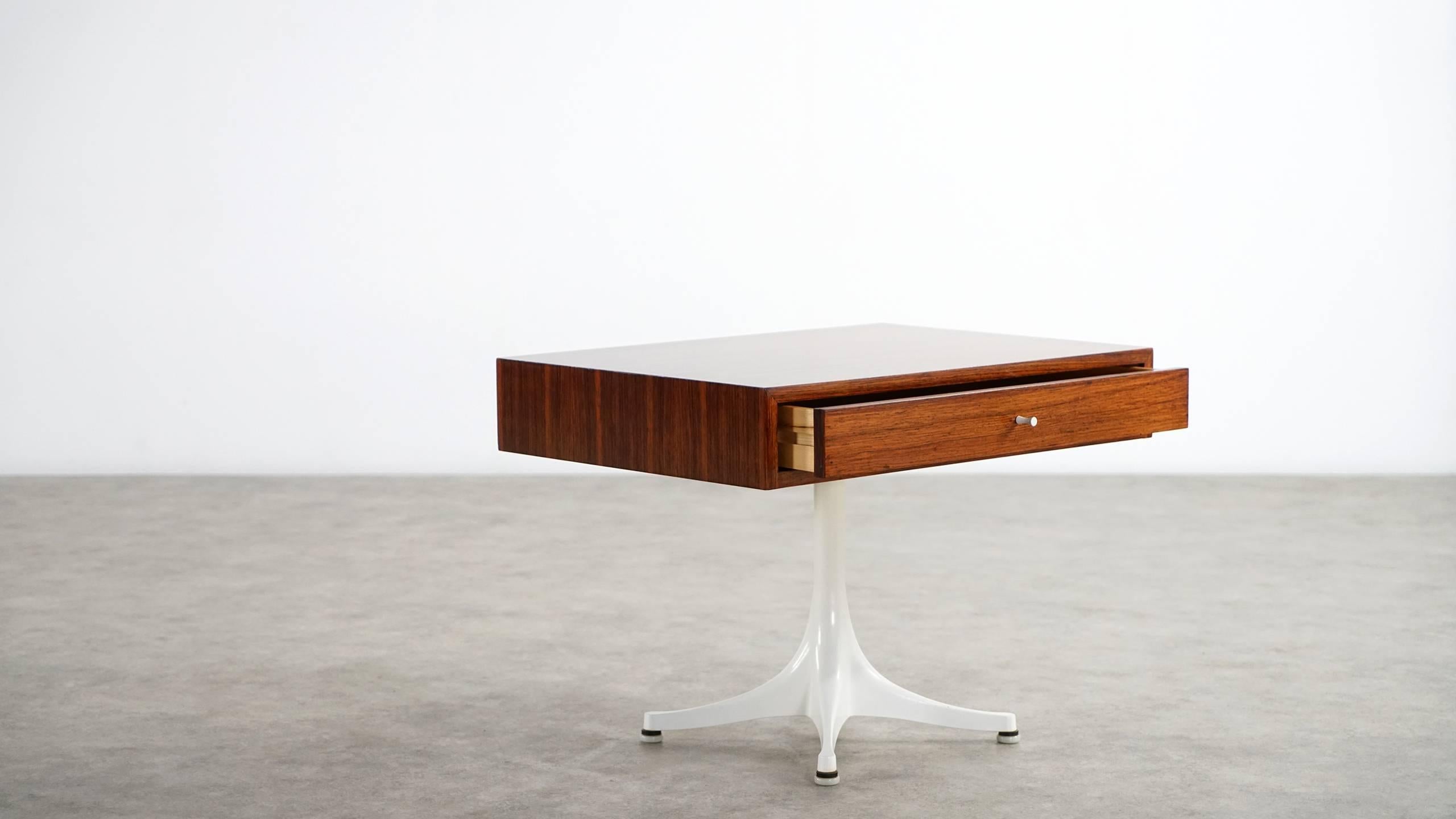 High end and sophisticated one drawer chest by George Nelson, circa 1952 for Herman Miller in rosewood.