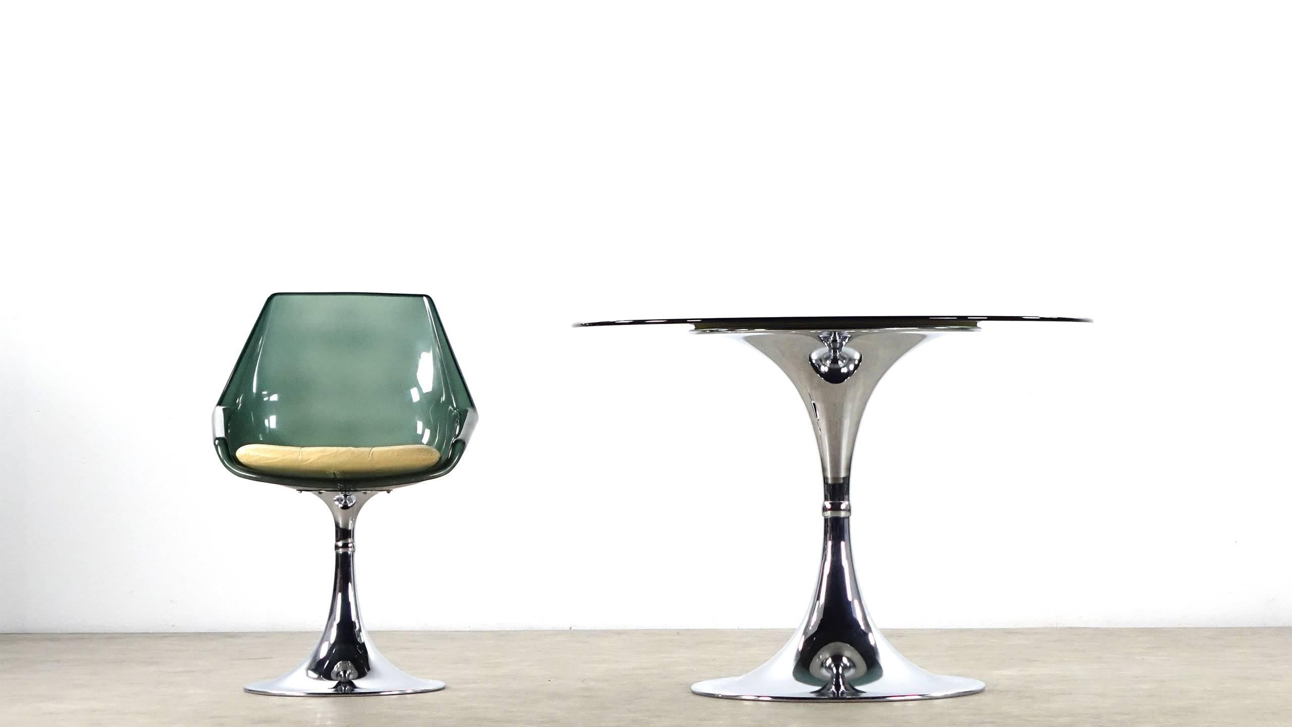 Unique Lucite Tulip Seating Group from France Chrome Green 2