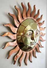 Sergio Bustamante Copper and Brass Sun Wall Sculpture