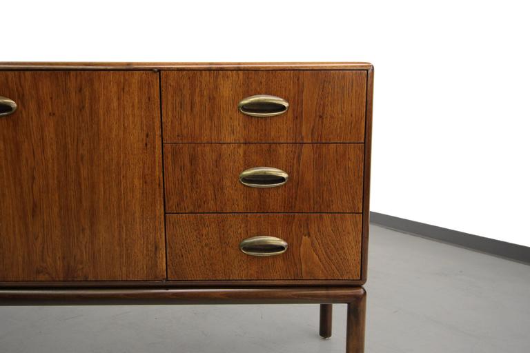 Mid Century Sideboard Buffet with Brass Handles at 1stDibs