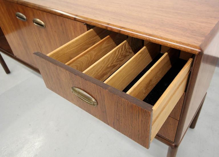 Mid Century Sideboard Buffet with Brass Handles at 1stDibs