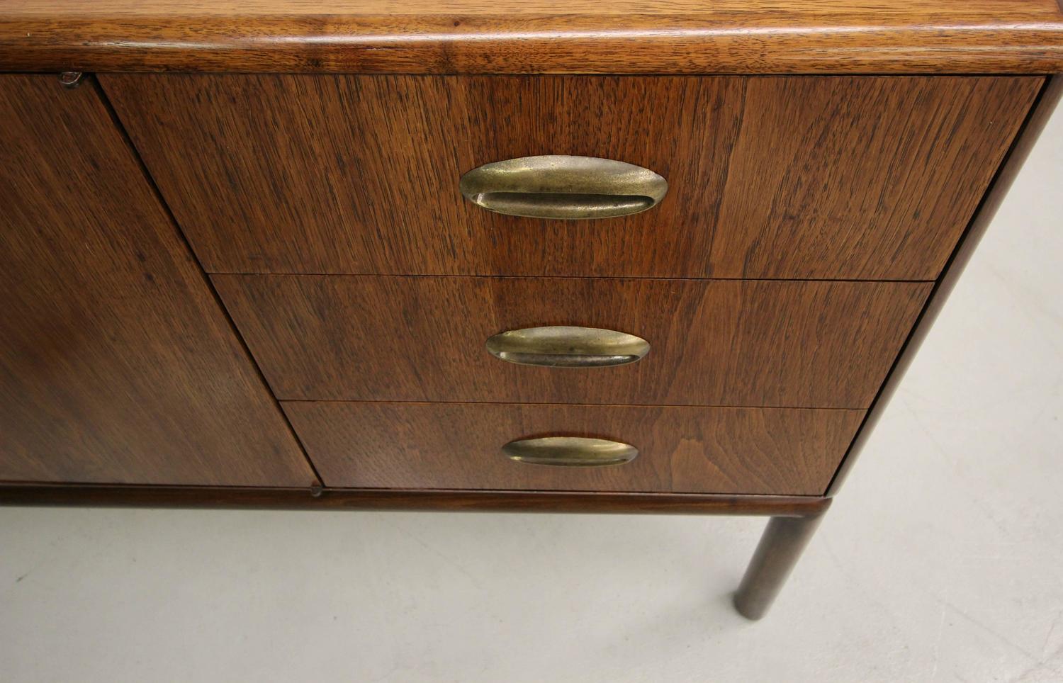 Mid Century Sideboard Buffet with Brass Handles at 1stdibs