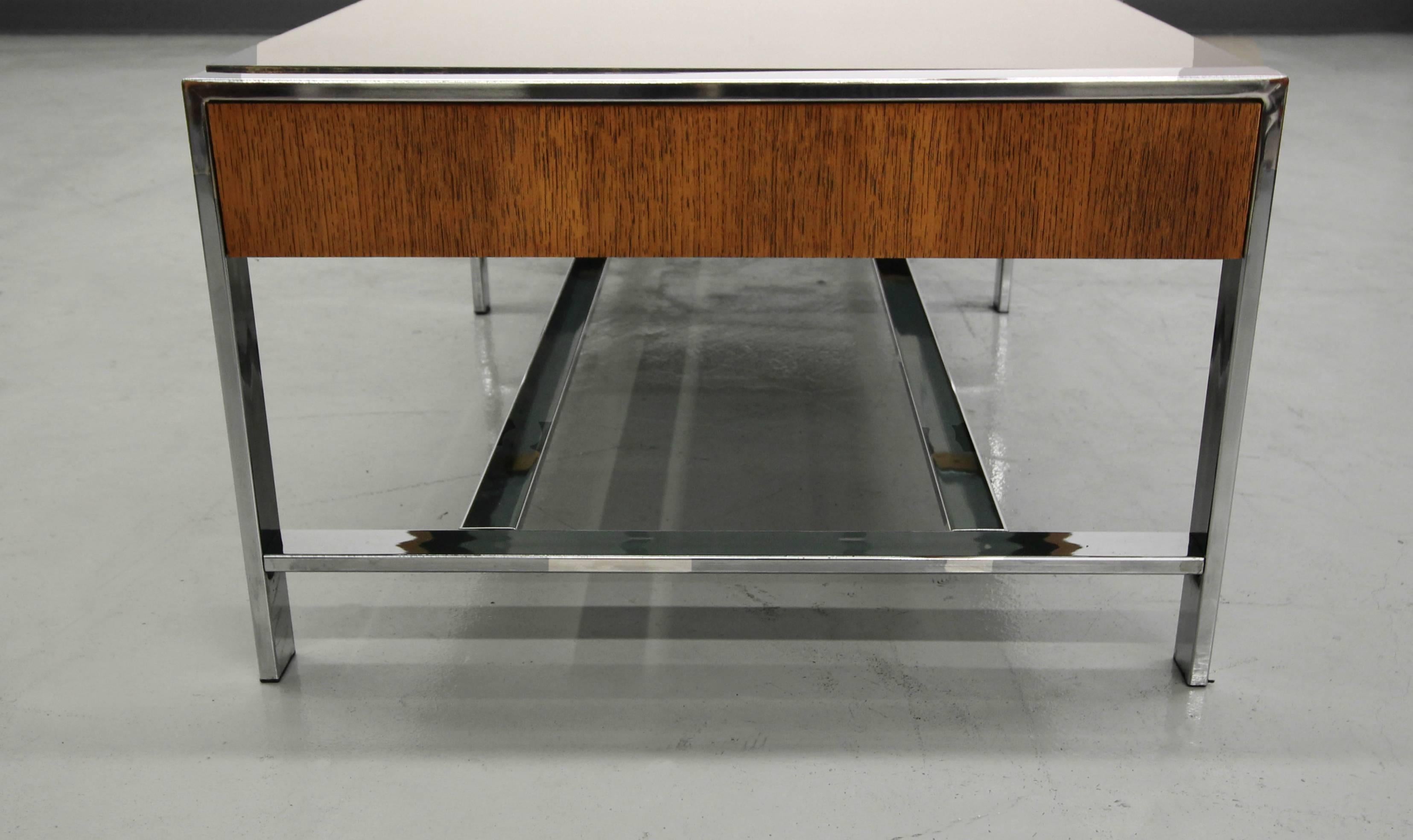 Mid-Century Modern Mid Century Modern Chrome and Smoked Glass Coffee Table