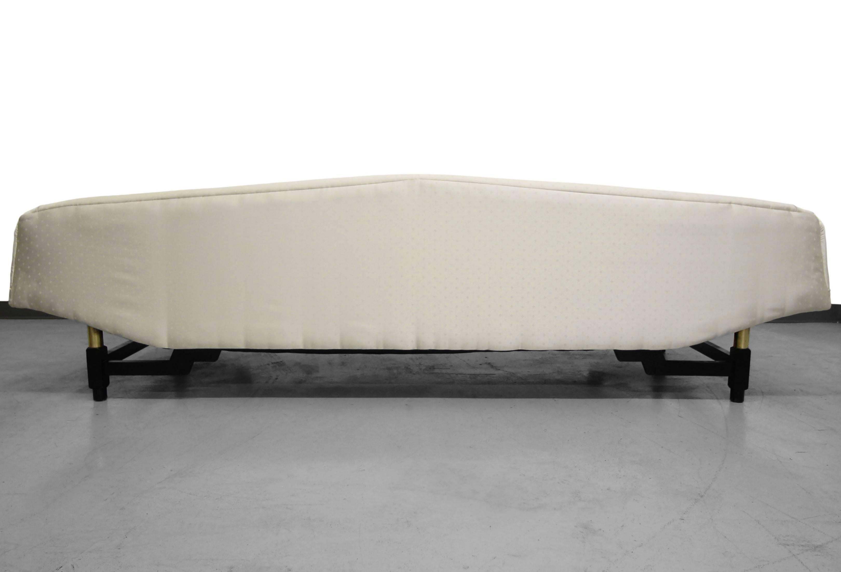 Mid-Century Gondola Sofa with Brass Details In Good Condition For Sale In Las Vegas, NV