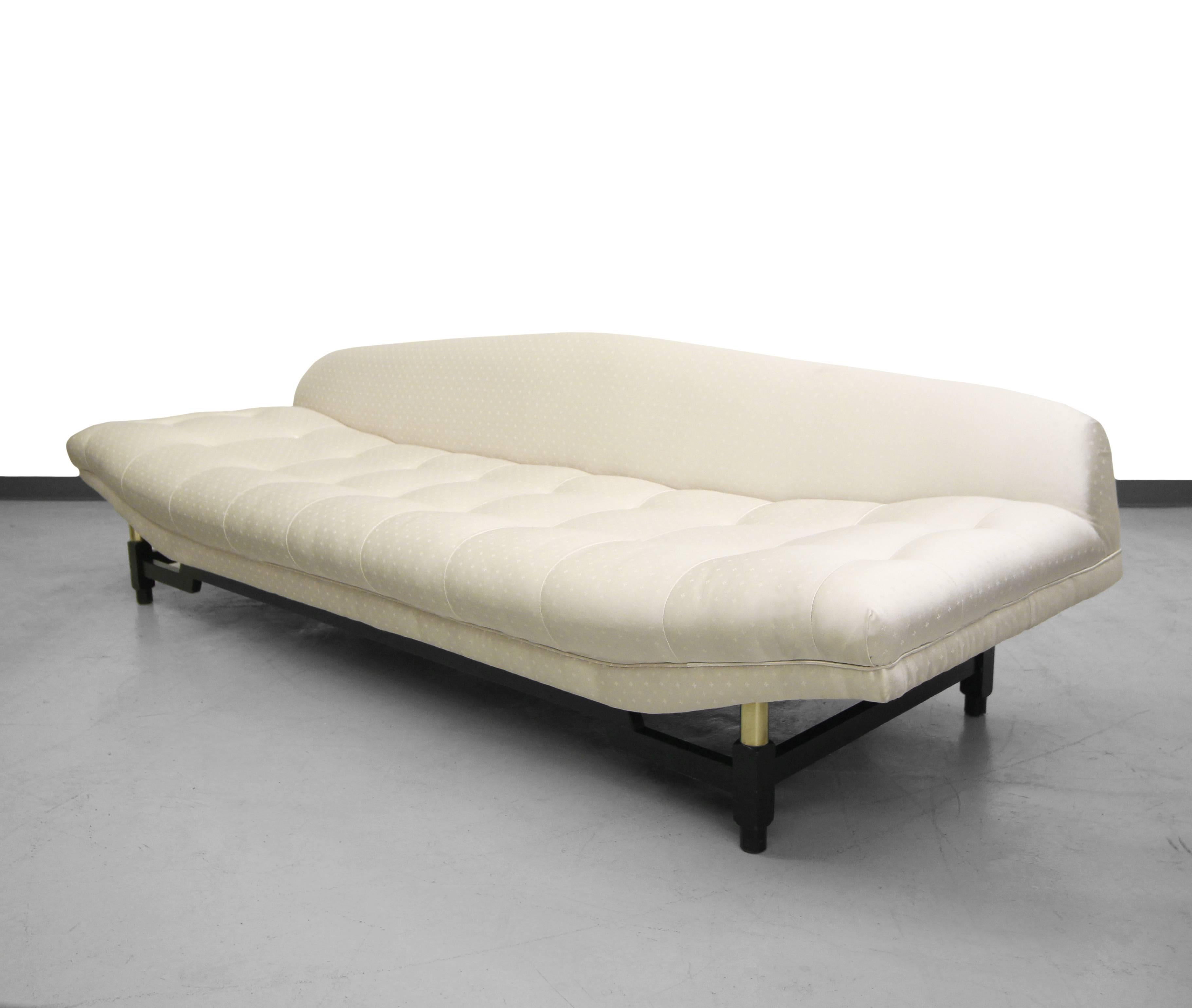 Mid-Century Modern Mid-Century Gondola Sofa with Brass Details For Sale