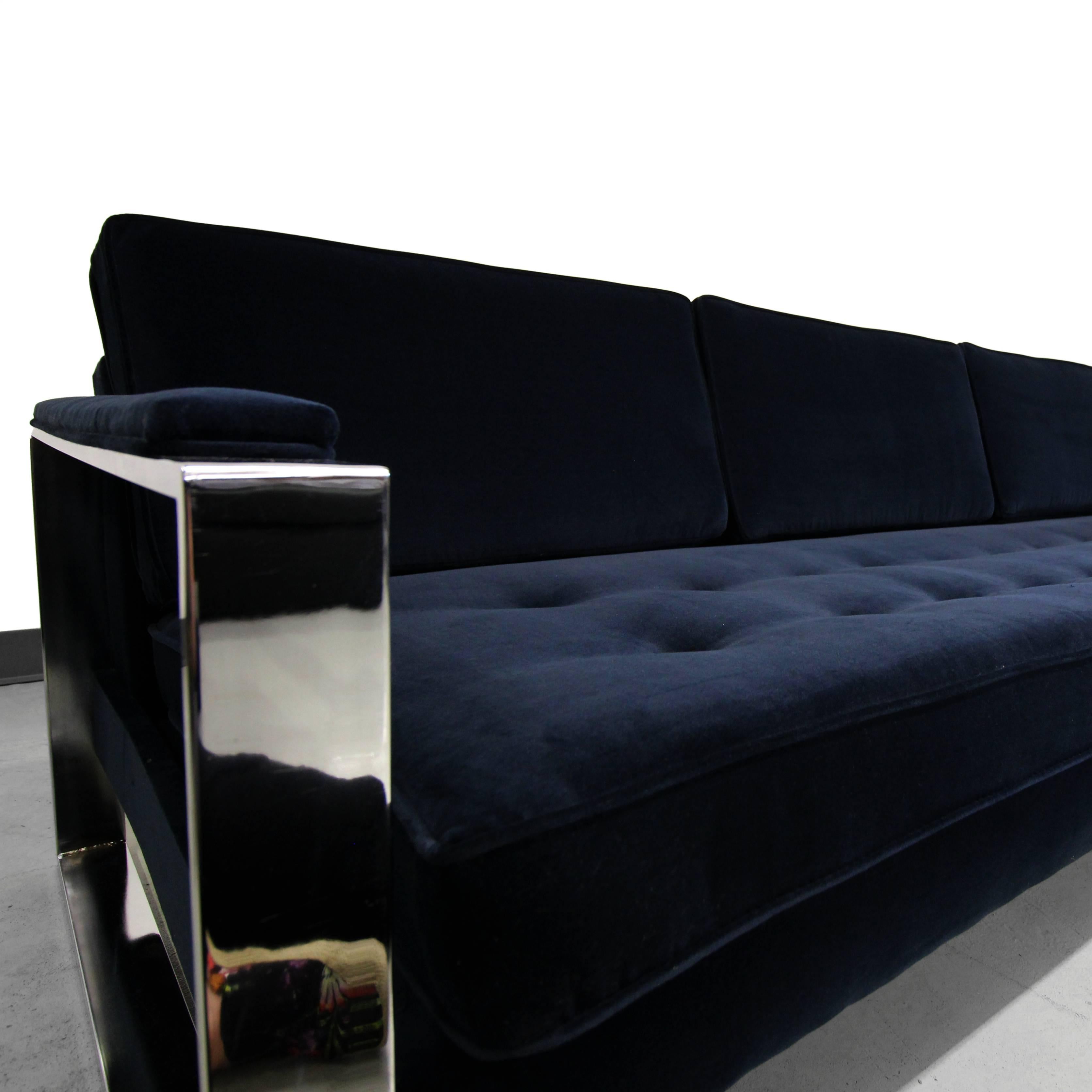 20th Century Oversized Floating Chrome Mid-Century Sofa by Milo Baughman