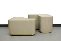 Pair of Tiered Coffee Side Tables with Brass Plinth Bases