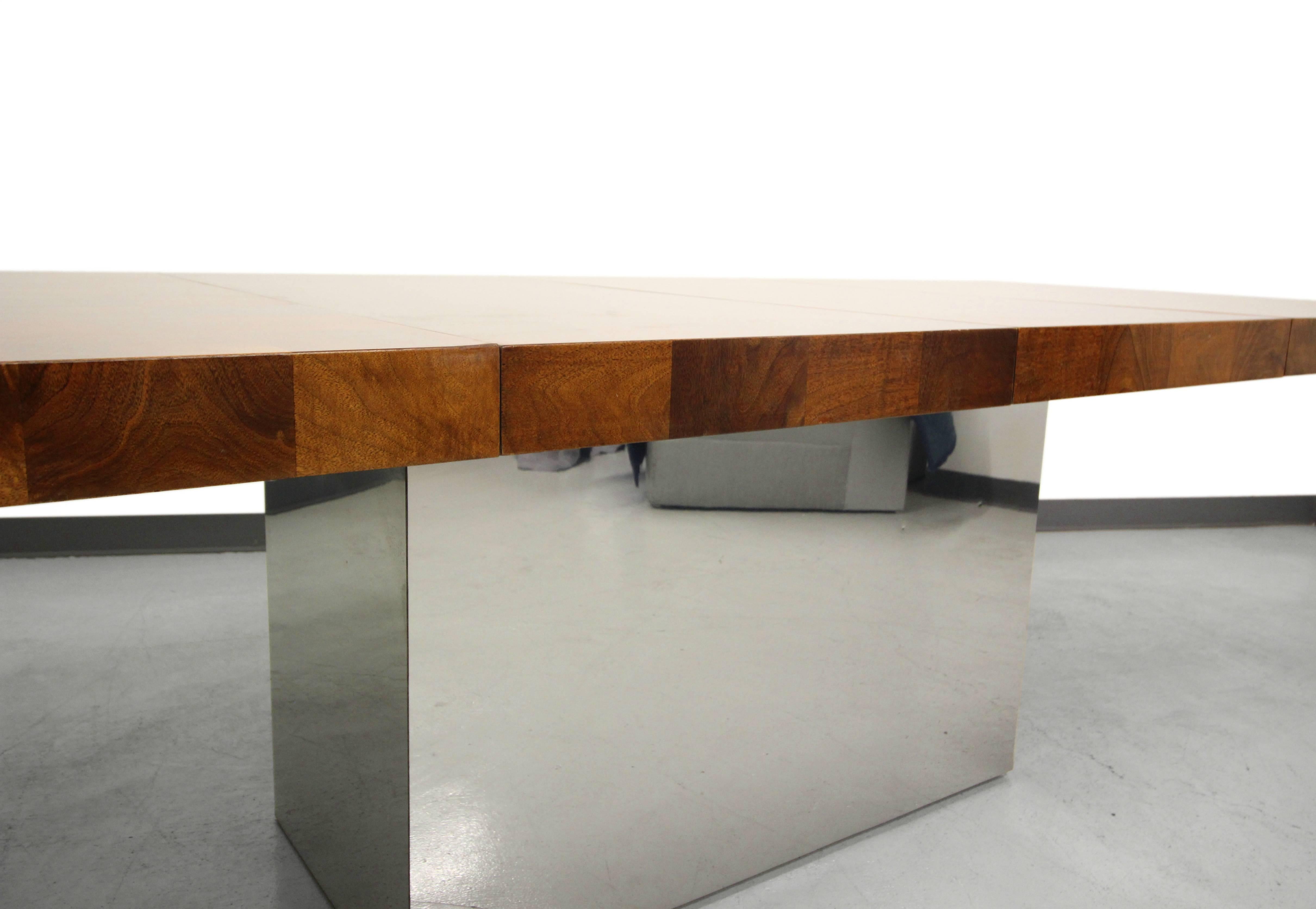 Mid-Century Modern Huge Mid Century Burl Patchwork and Chrome Dining Table by Milo Baughman