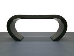 Aldo Tura Emerald Green Lacquered Parchment Goatskin Waterfall Console Table