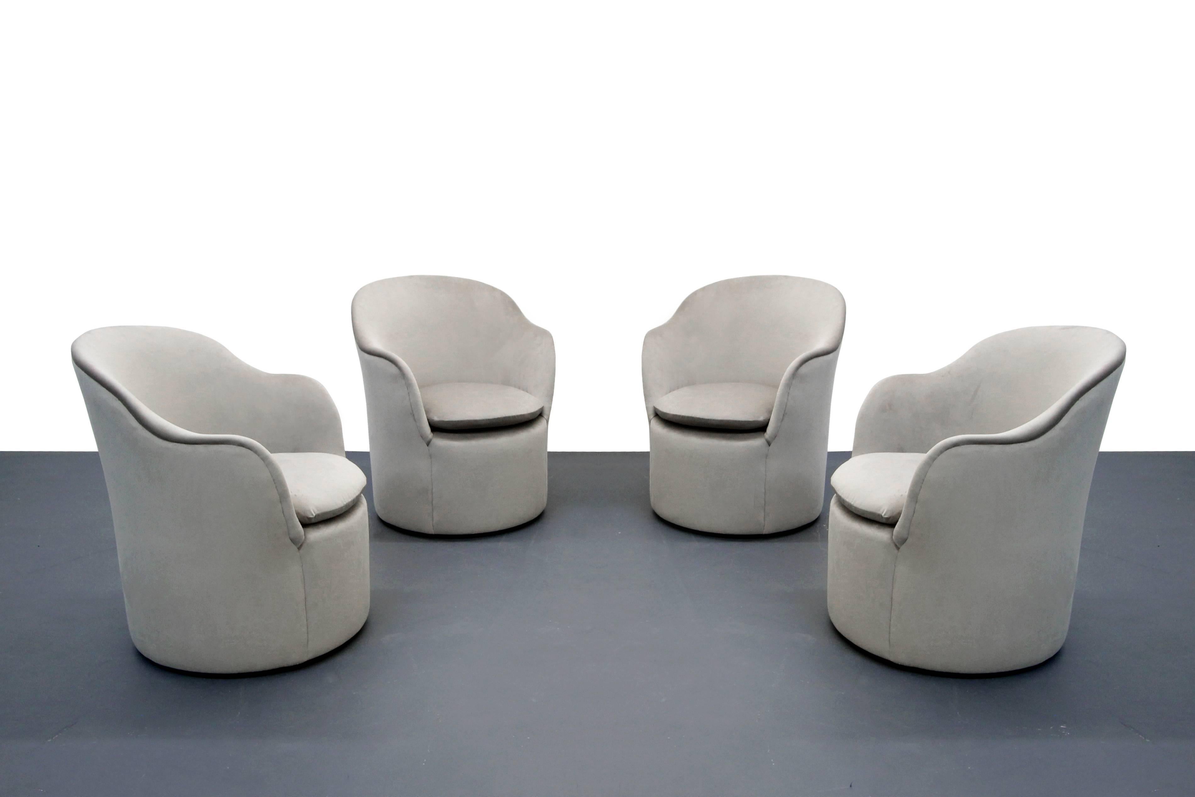 Mid-Century Modern Set of Four Mid-Century Tulip Side Chairs by John Saladino for Dunbar