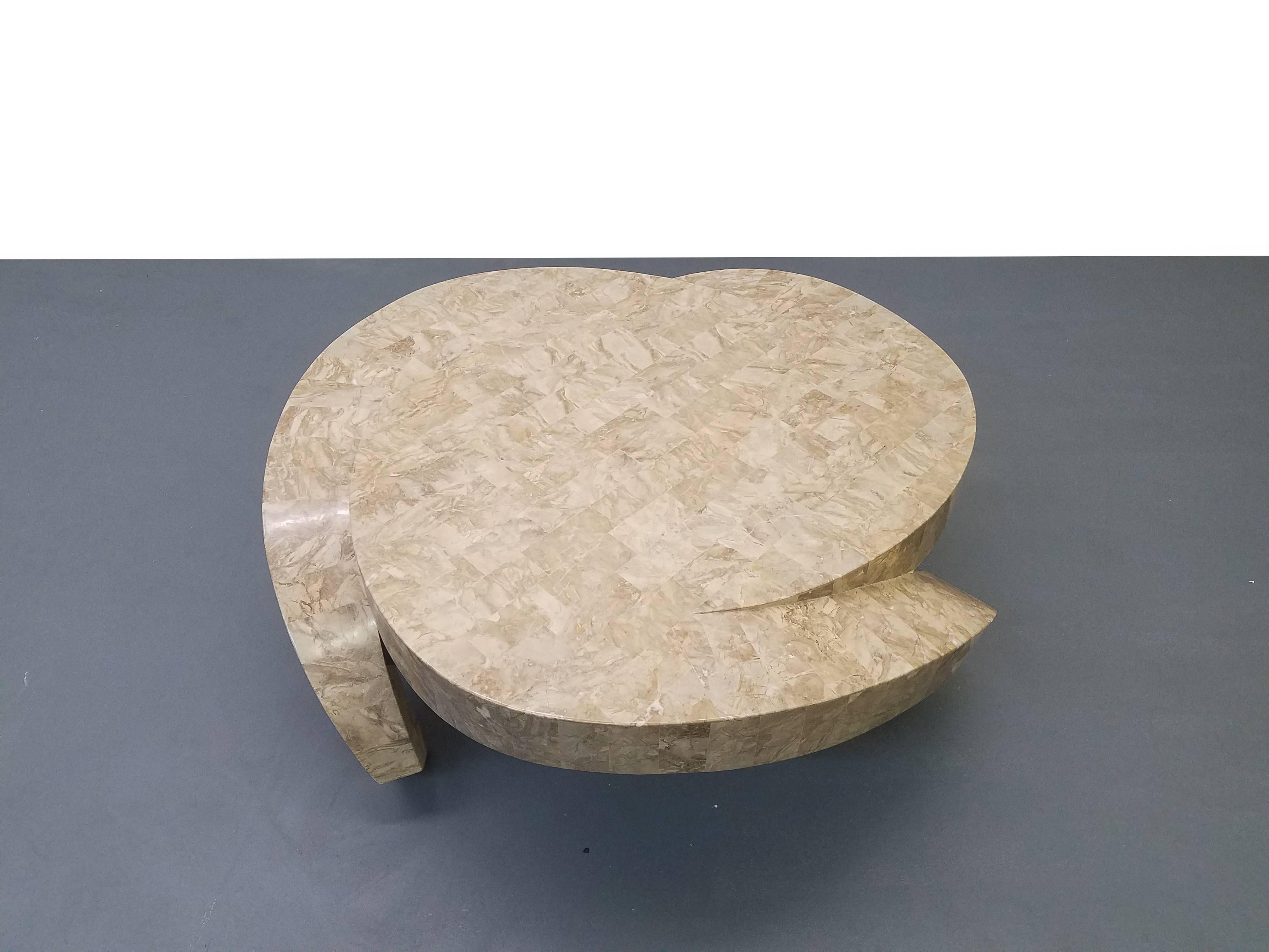 Tessellated Stone Three-Legged Coffee Table by Maitland Smith In Excellent Condition In Las Vegas, NV
