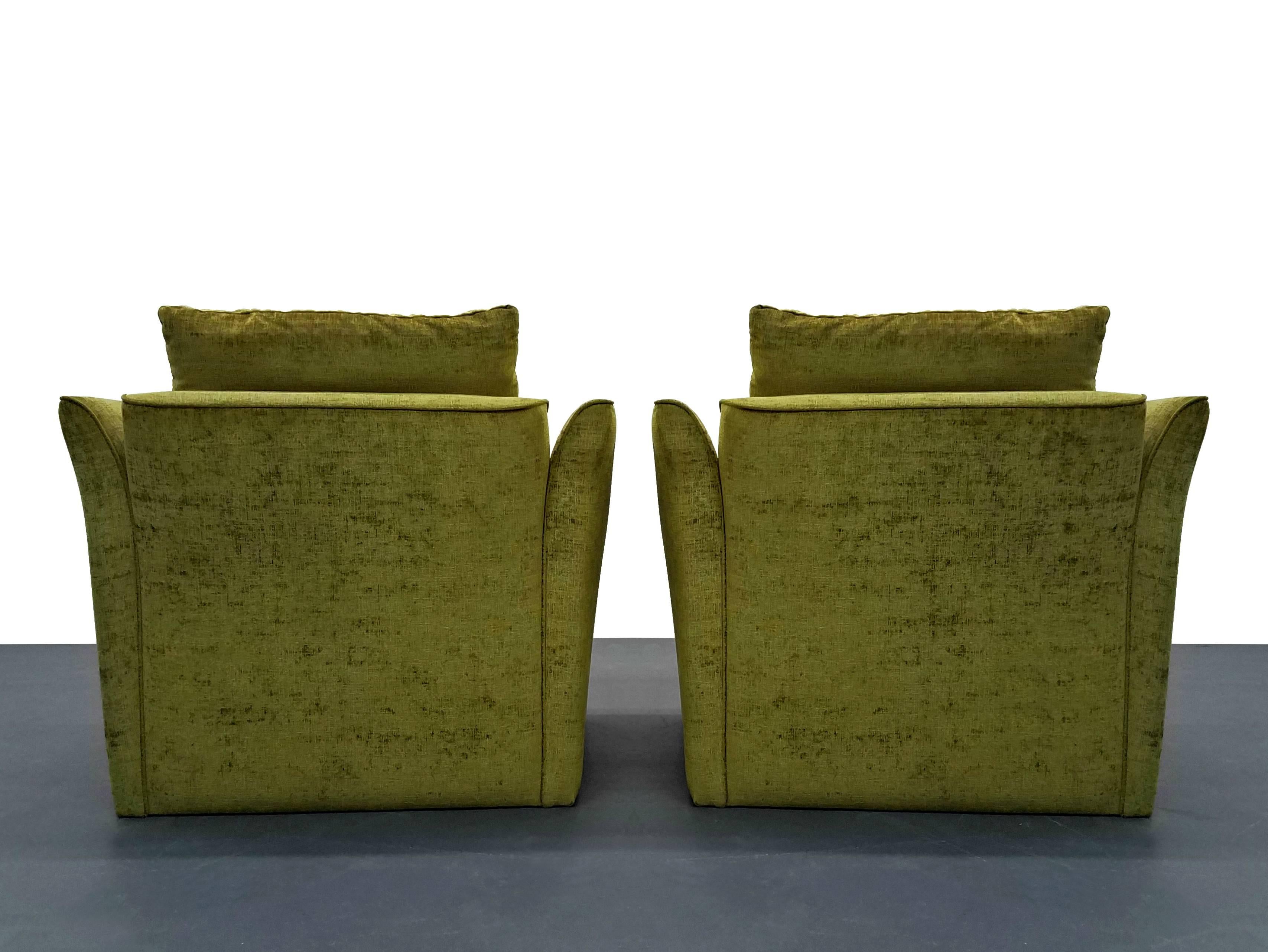 Pair of Mid-Century Italian Style Split Wing Arm Lounge Side Chairs 2