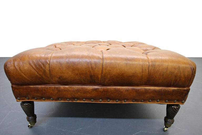 Leather Tufted Chesterfield Ottoman, How To Make A Tufted Leather Ottoman