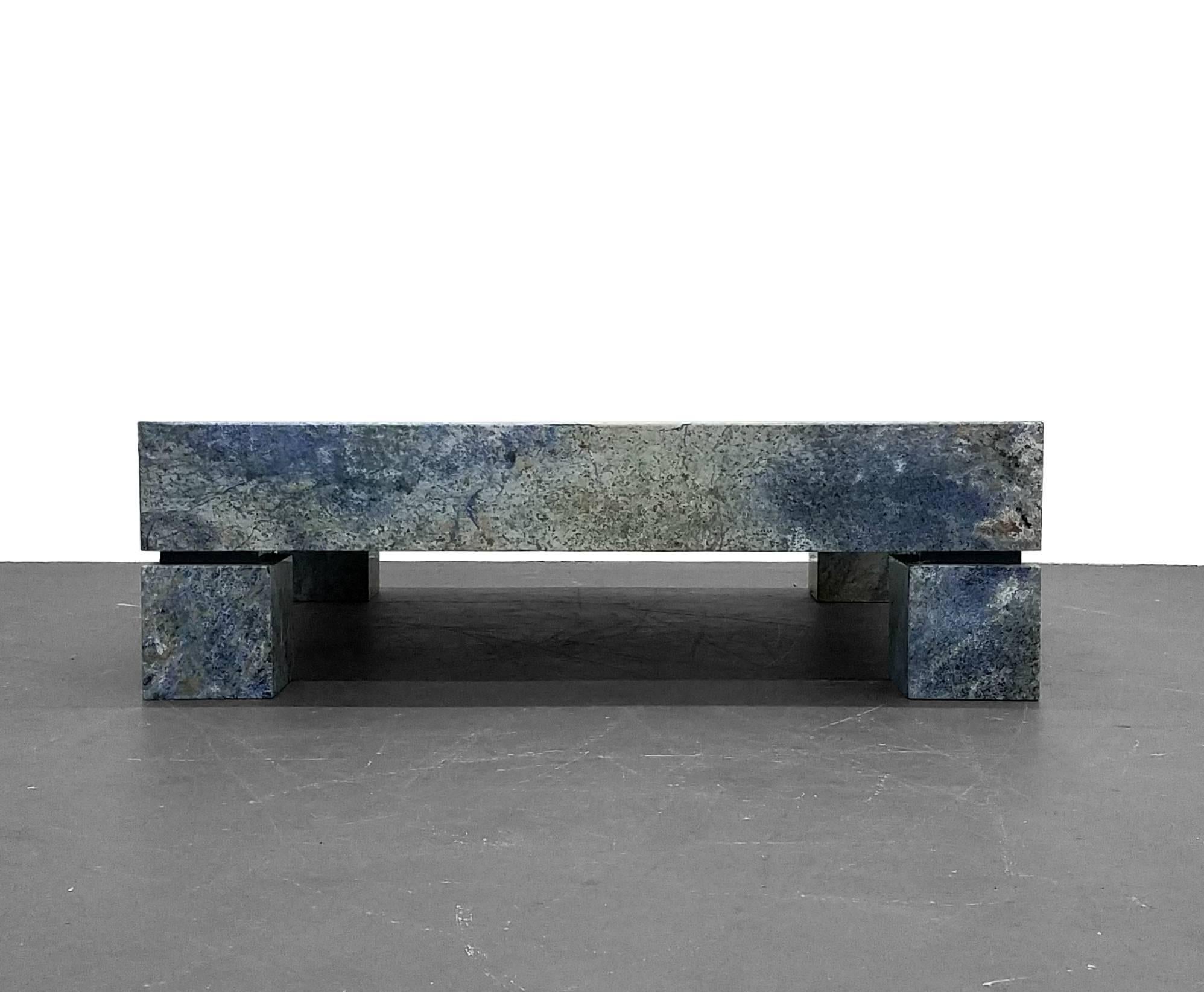 Beautiful square granite coffee table. Features gorgeous shades of blue and green. A designers dream.

Would make the perfect meditation table.
