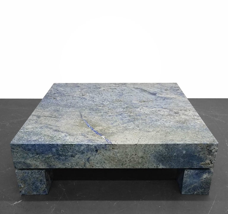 Low Blue and Green Square Granite Coffee Meditation Table at 1stDibs