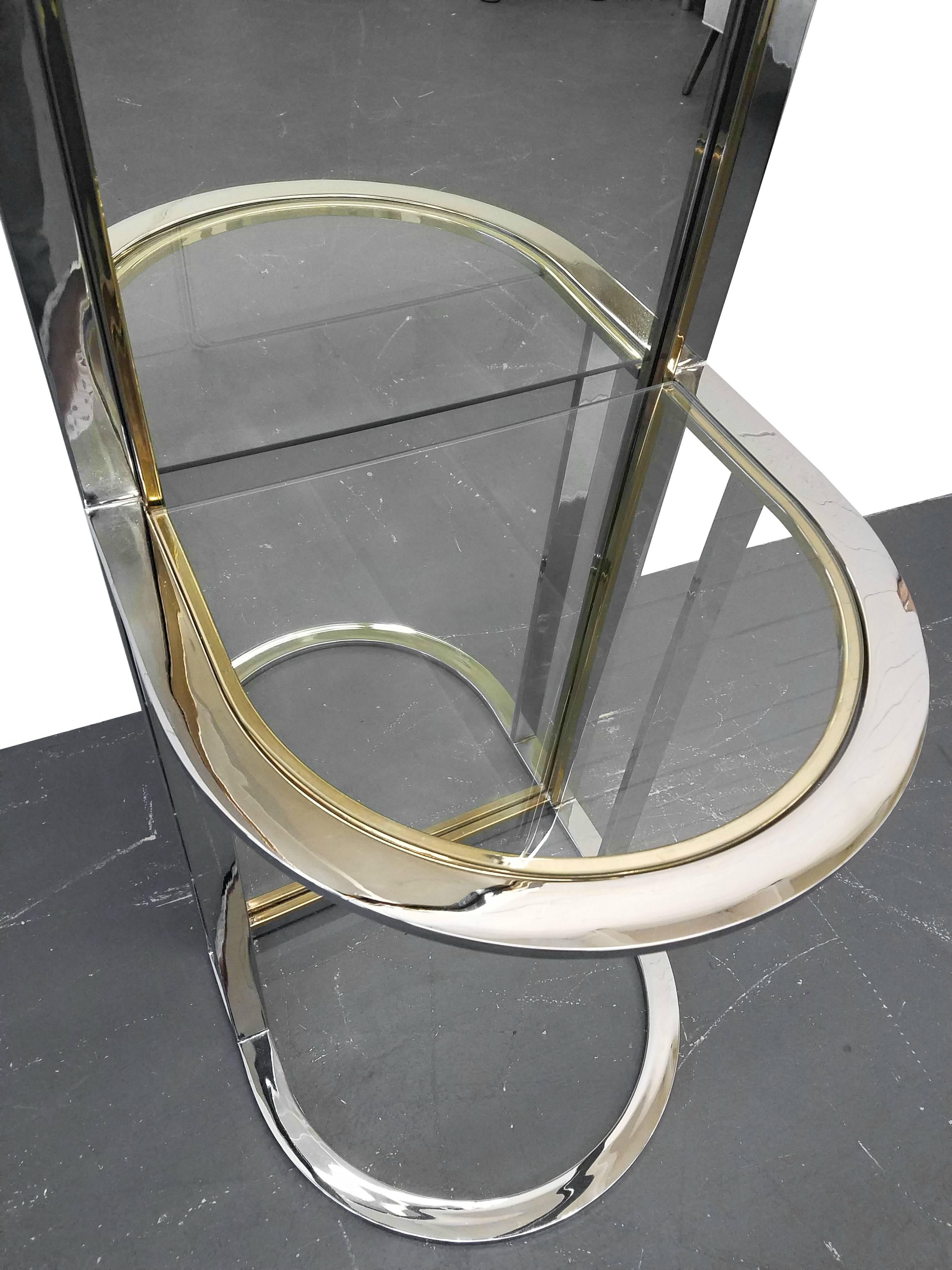 20th Century Mid-Century Modern Chrome and Brass Dressing Standing Floor Hall Mirror by Pace 