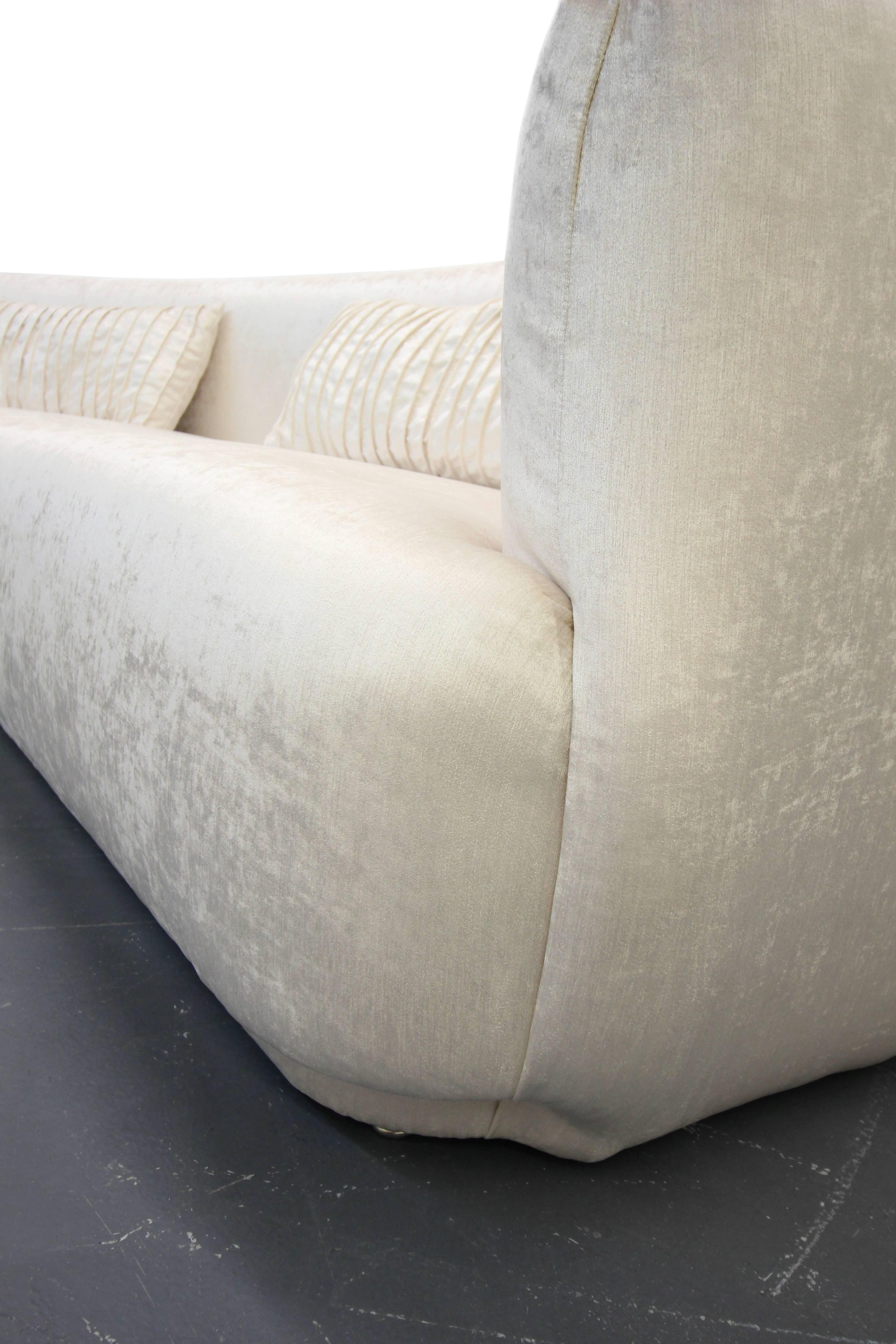 Velvet Large Angled Mid-Century Regency Style Sofa