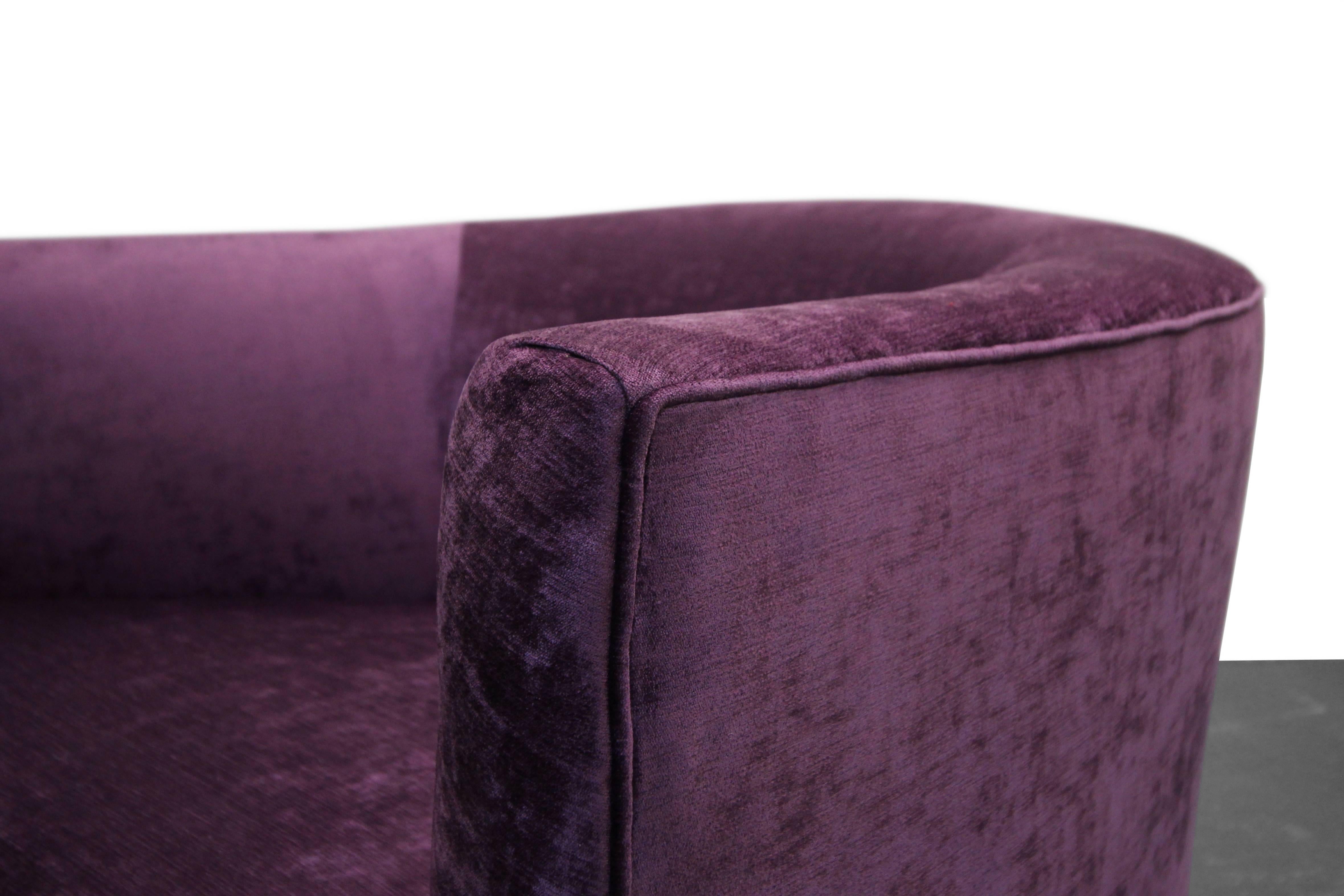 Velvet Large Midcentury Swivel Chair by Milo Baughman