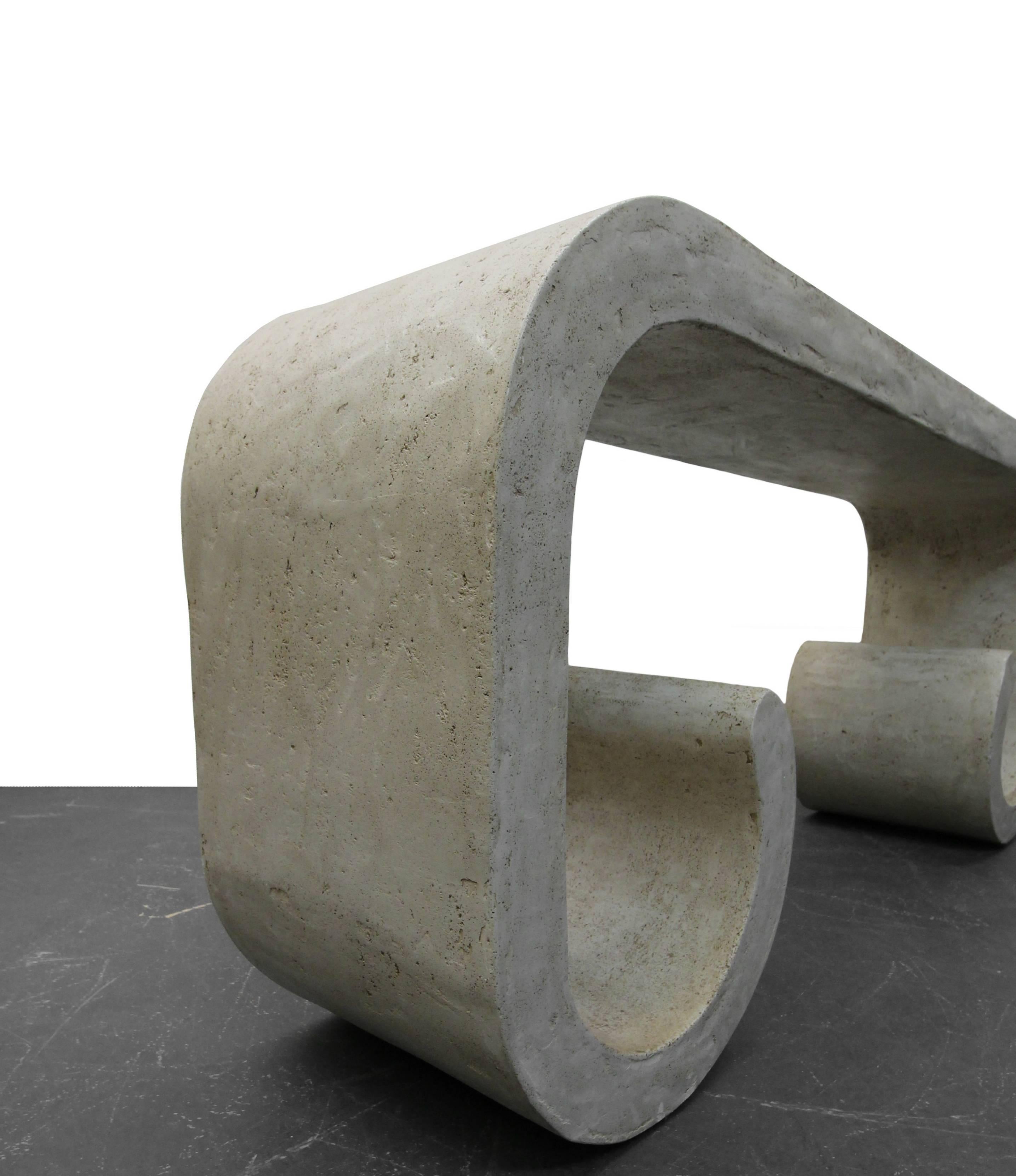 Italian Plaster Faux Concrete Style Scroll Console Table 1