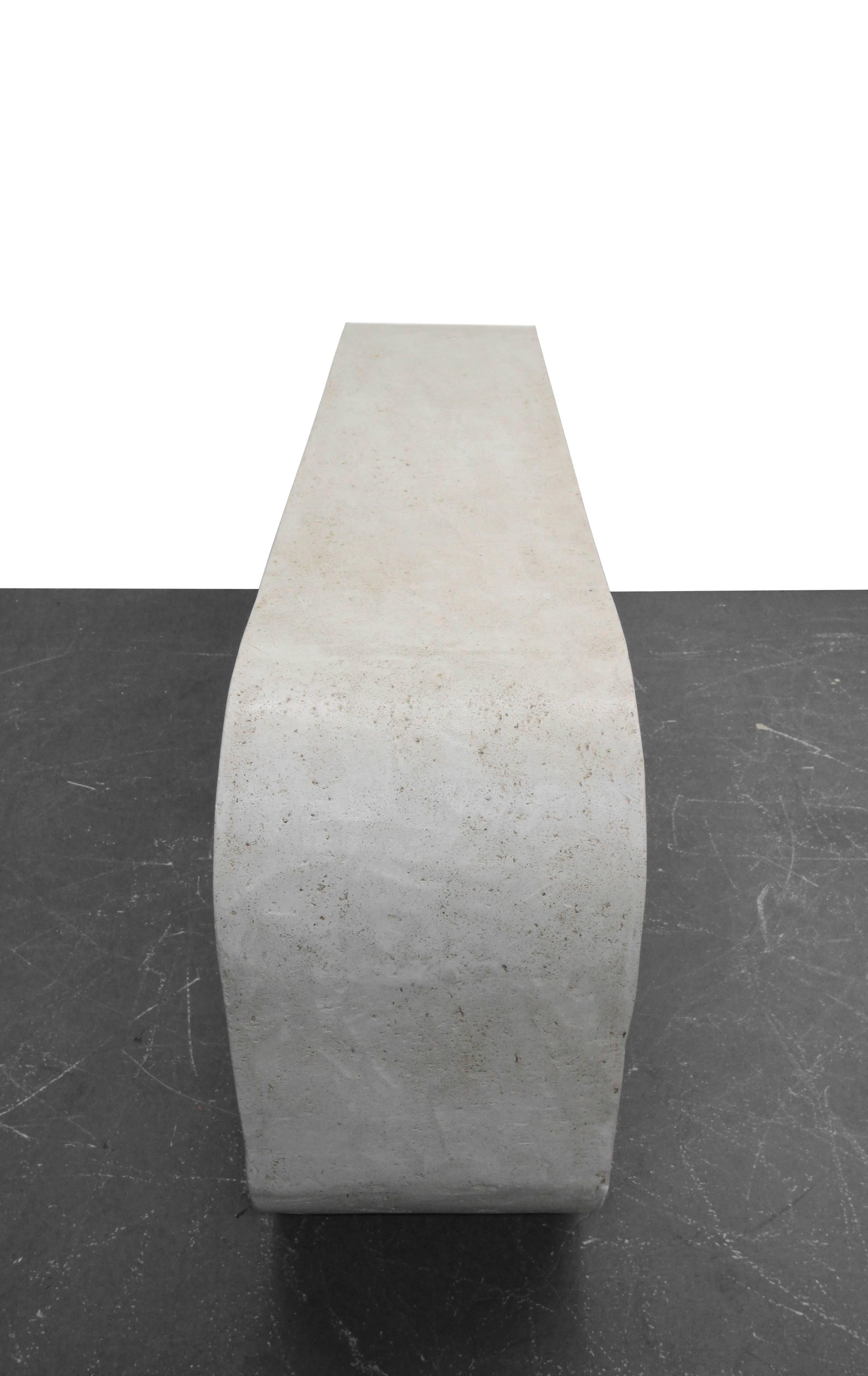 20th Century Italian Plaster Faux Concrete Style Scroll Console Table