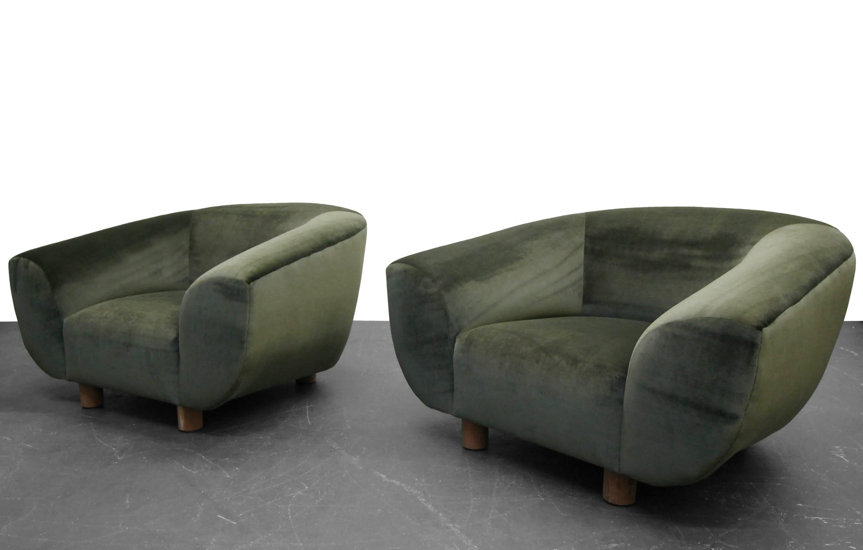 Mid-Century Modern Pair of Midcentury Polar Bear Style Barrel Chairs after Jean Royere