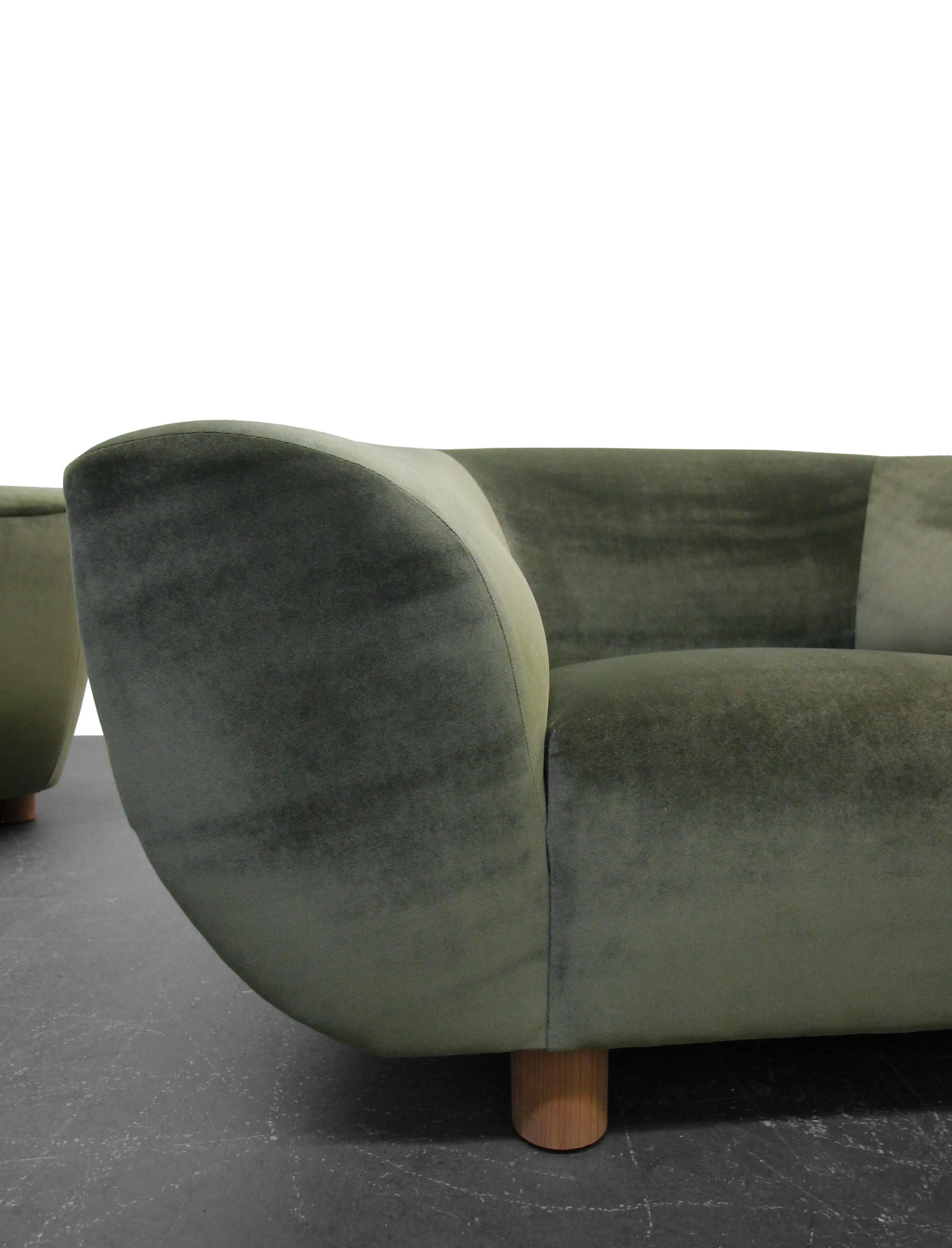Pair of Midcentury Polar Bear Style Barrel Chairs after Jean Royere 1