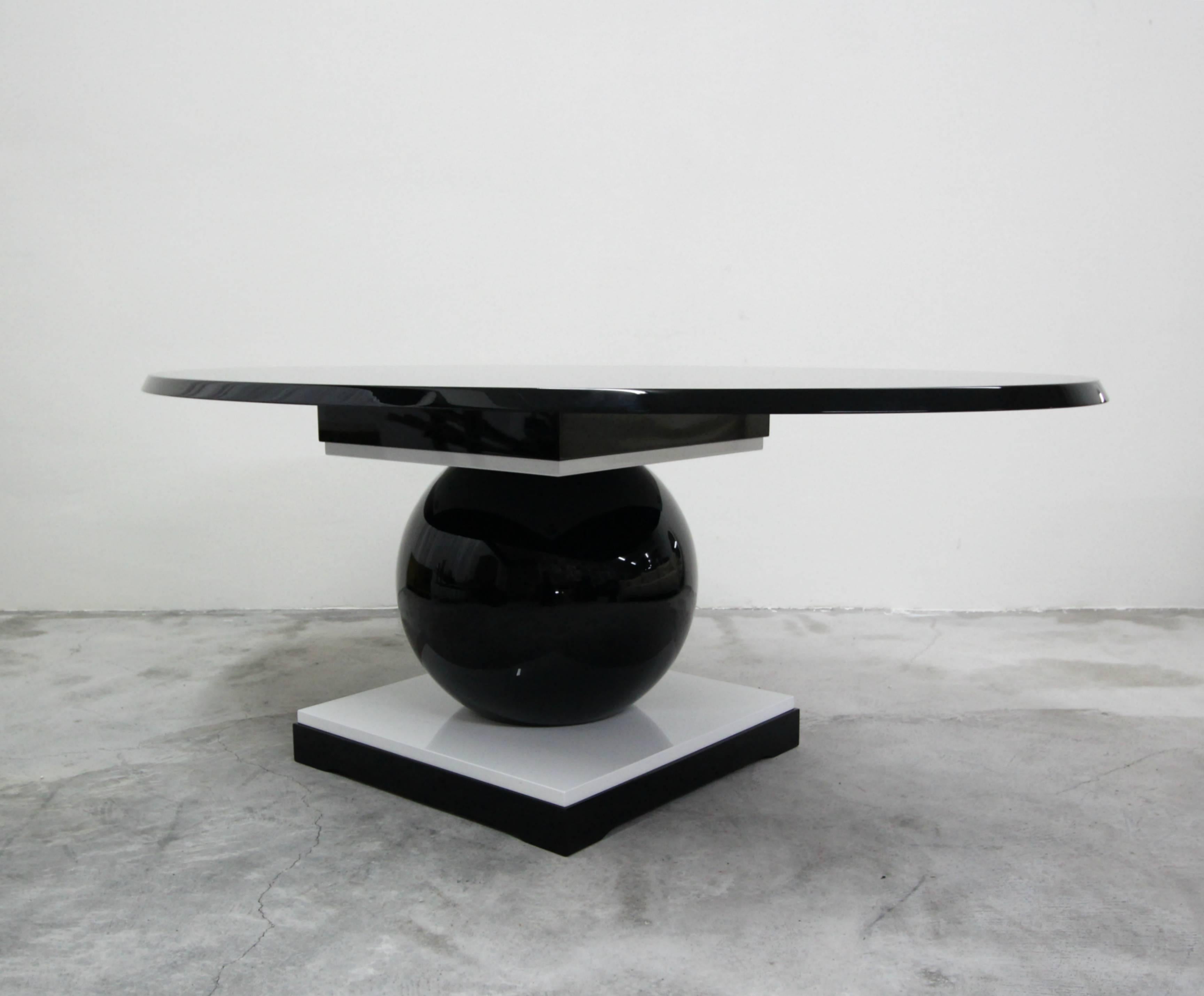 20th Century French Contemporary Black and White Oval Dining Table by Jacques Henri Lartigue