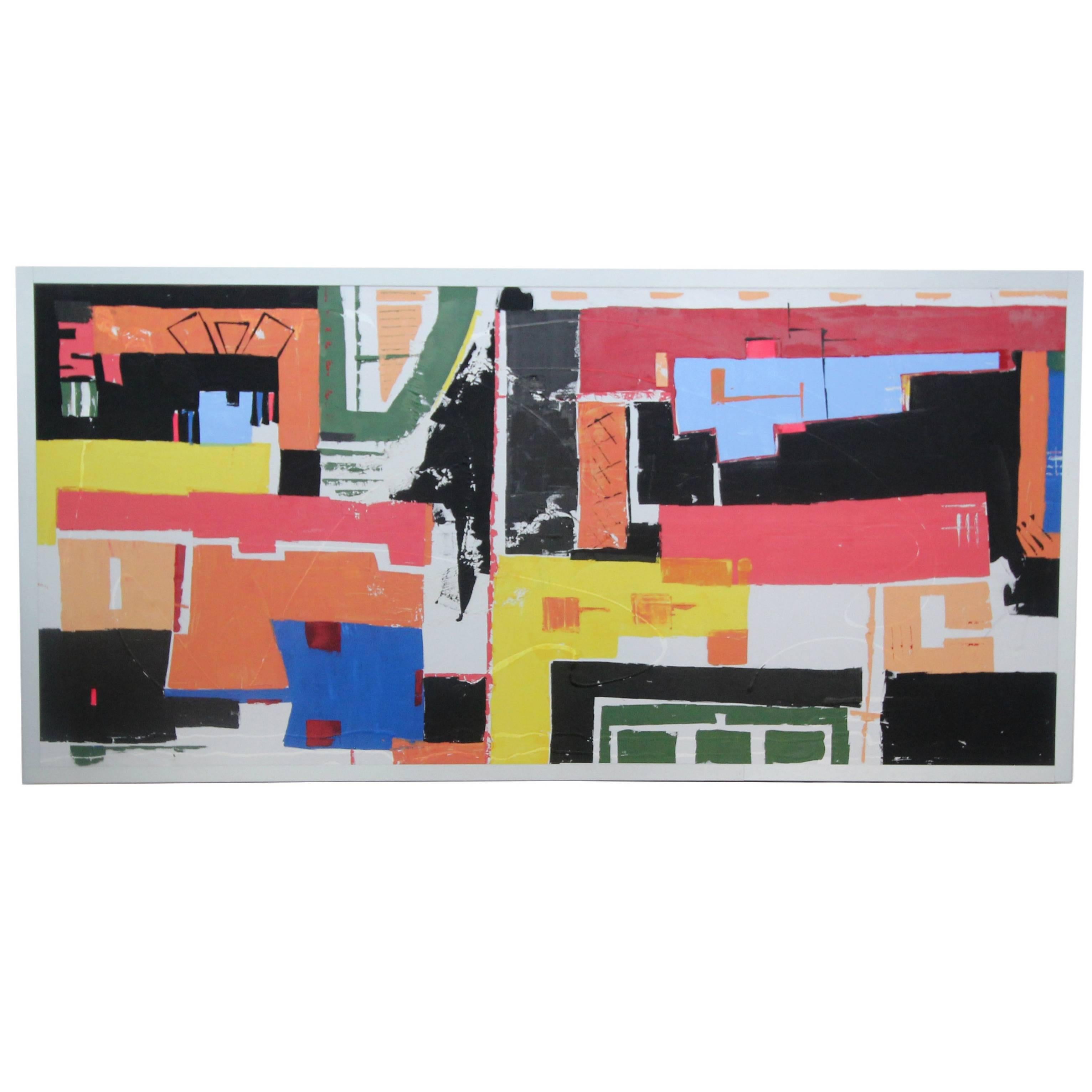 Monumental 8 Foot Modern Abstract Acrylic Painting on Canvas