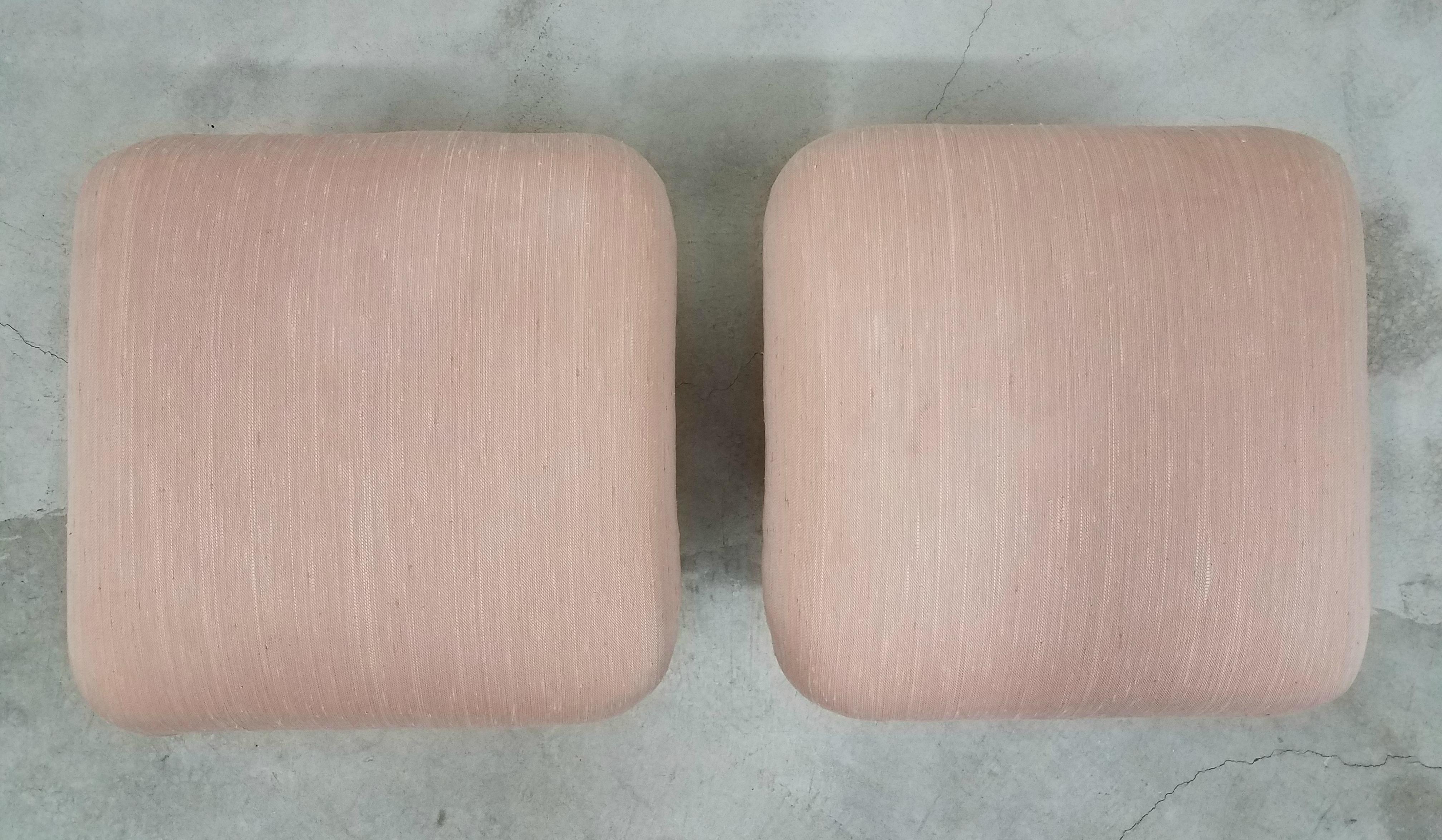 Pinth Base Rectangular Ottman Vintage Pair of Regency Style Brass Plinth Base Poufs or Ottomans at ...