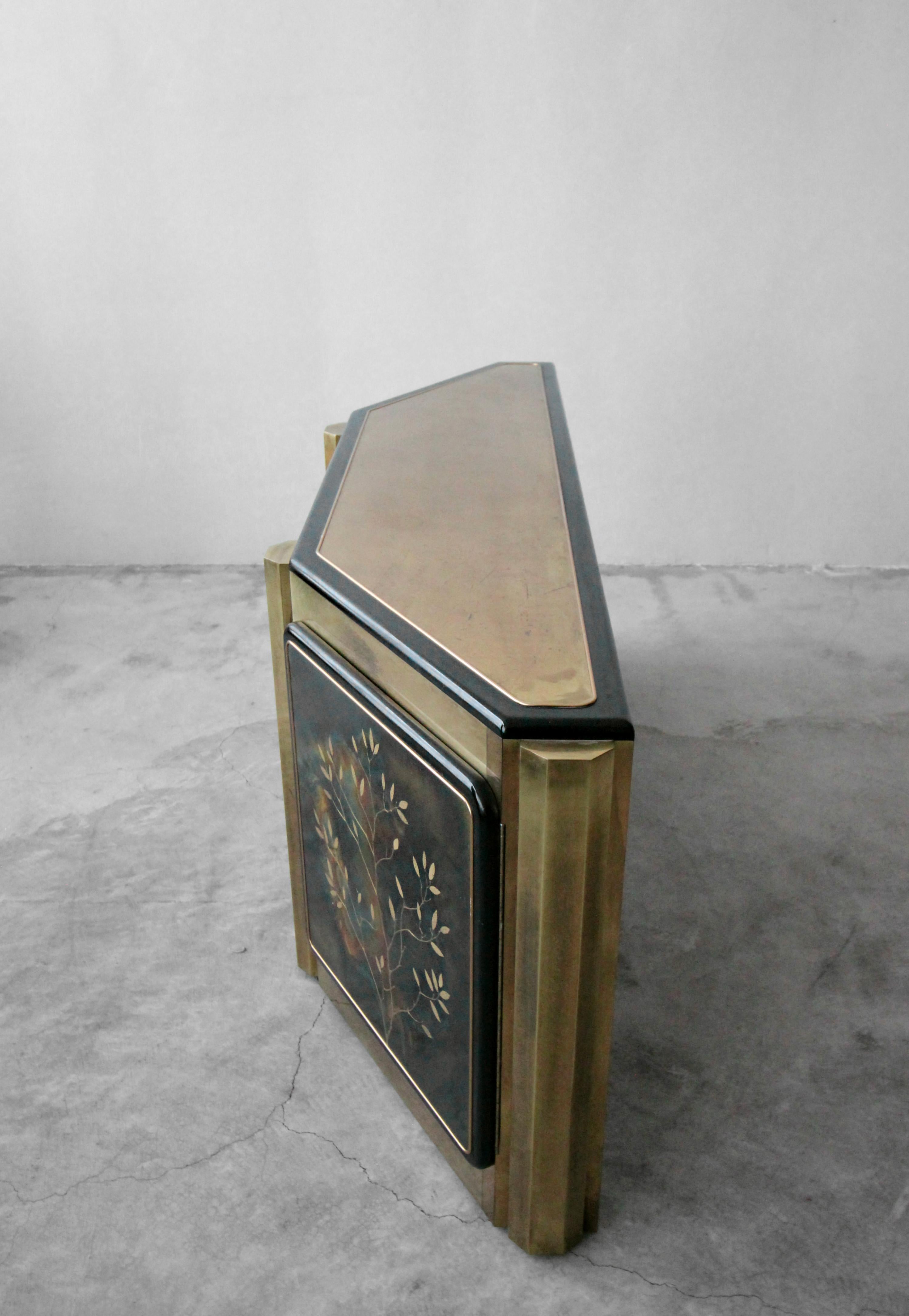 Etched Brass and Lacquer Credenza by Bernhard Rohne for Mastercraft In Good Condition In Las Vegas, NV