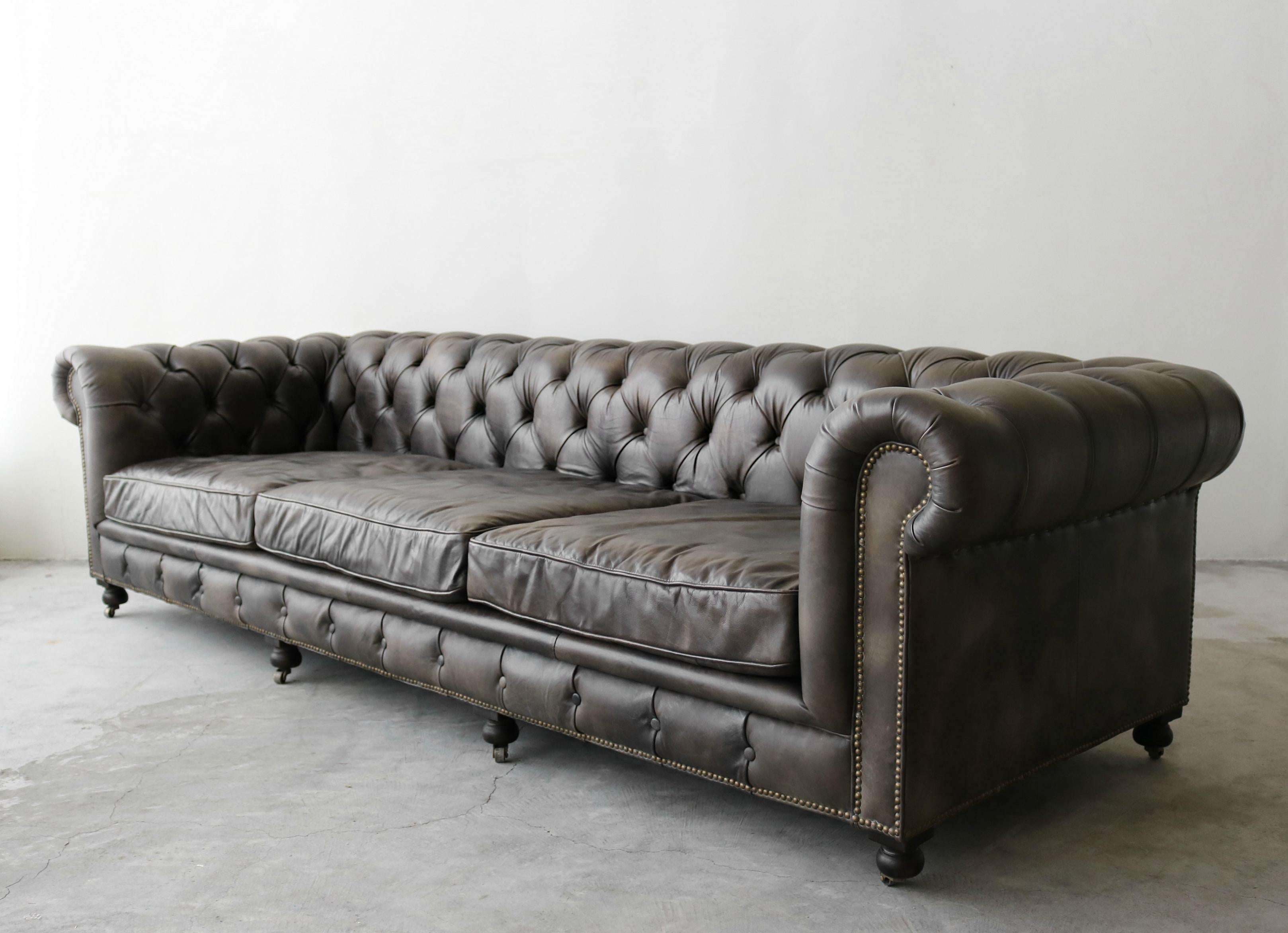 Oversized, comfortable and downright beautiful. This chesterfield is a hearty dose of functionality and style. It comes with all the style and charm of a classic chesterfield but the large size and down filled cushions make it completely usable as a