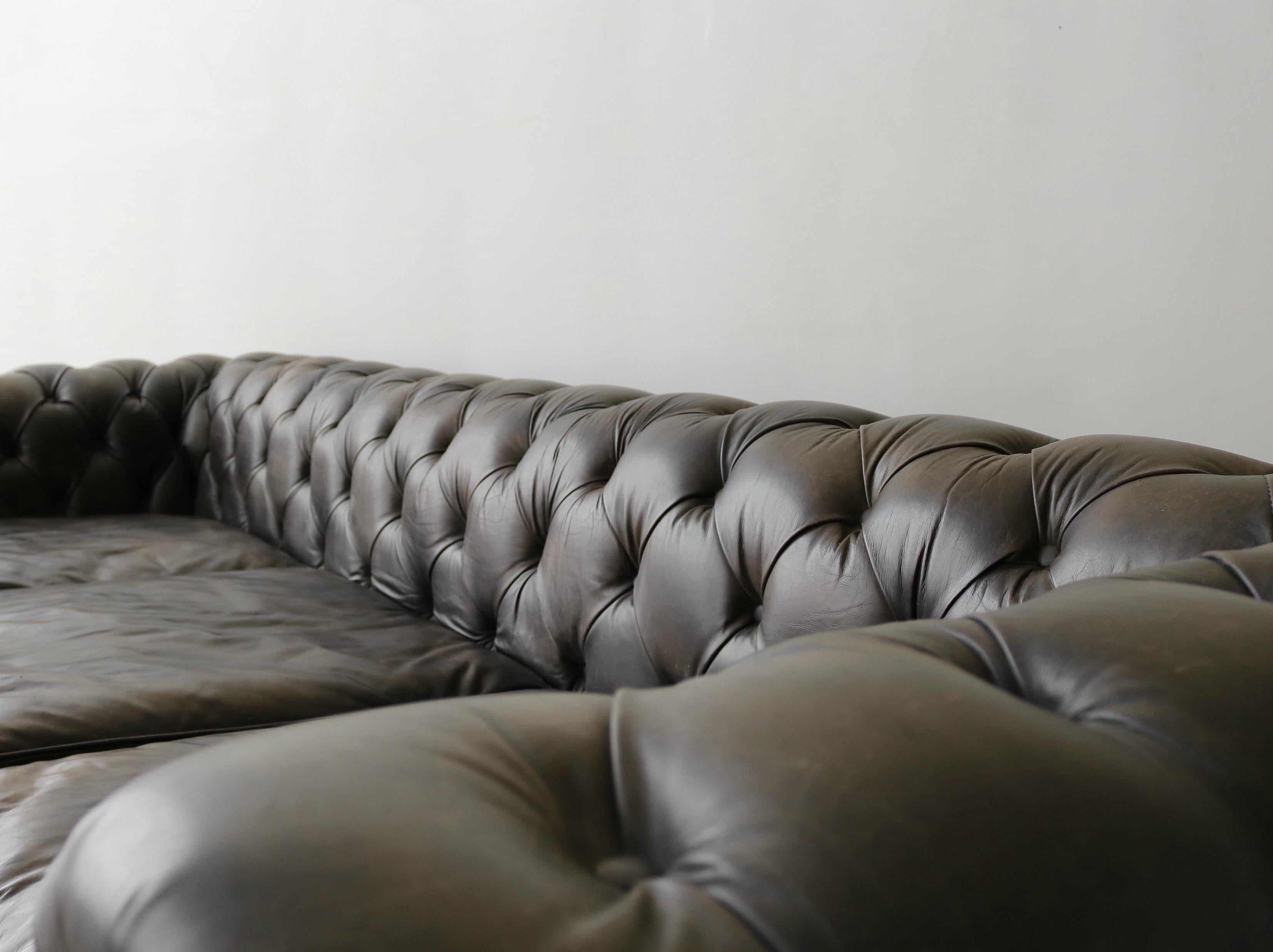 20th Century Italian Leather Chesterfield Sofa