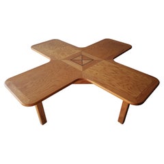 Tavolo da lavoro centrale artigianale vintage in Oak