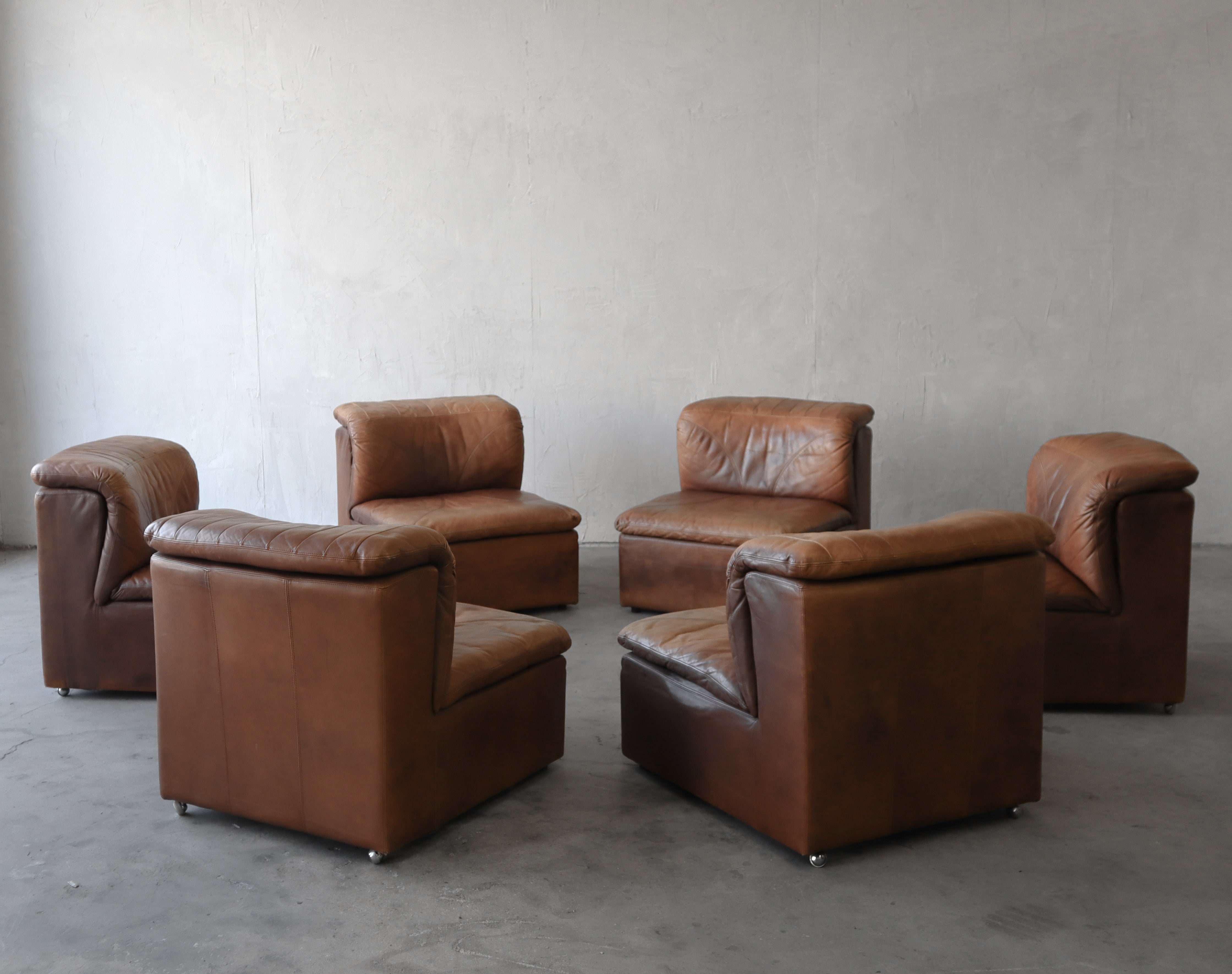 Cuir Canapé modulaire en cuir 6 pièces des années 1970 par De Sede en vente