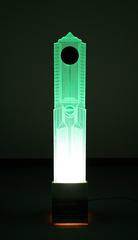 Illuminated Acylic and Brass Art Deco Floor Clock by Aquarius Mirrorworks