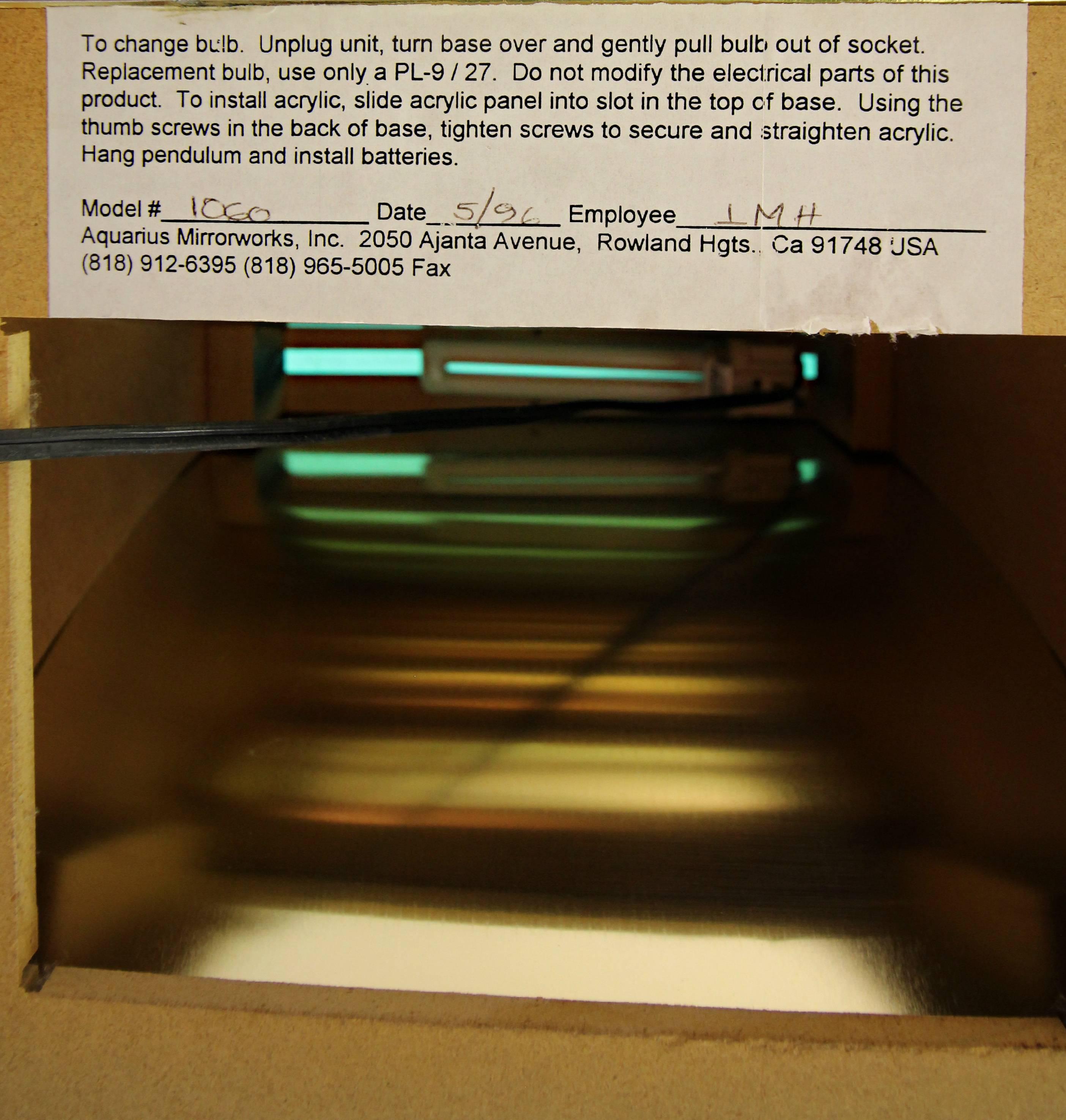 Illuminated Acylic and Brass Art Deco Floor Clock by Aquarius Mirrorworks 4