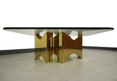 2 piece Torch Cut Solid Brass Brutalist Coffee Table Base