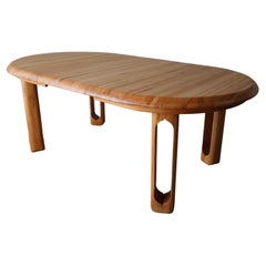 1980's Massiv Eiche Oval Craftsman Erweiterung Esstisch