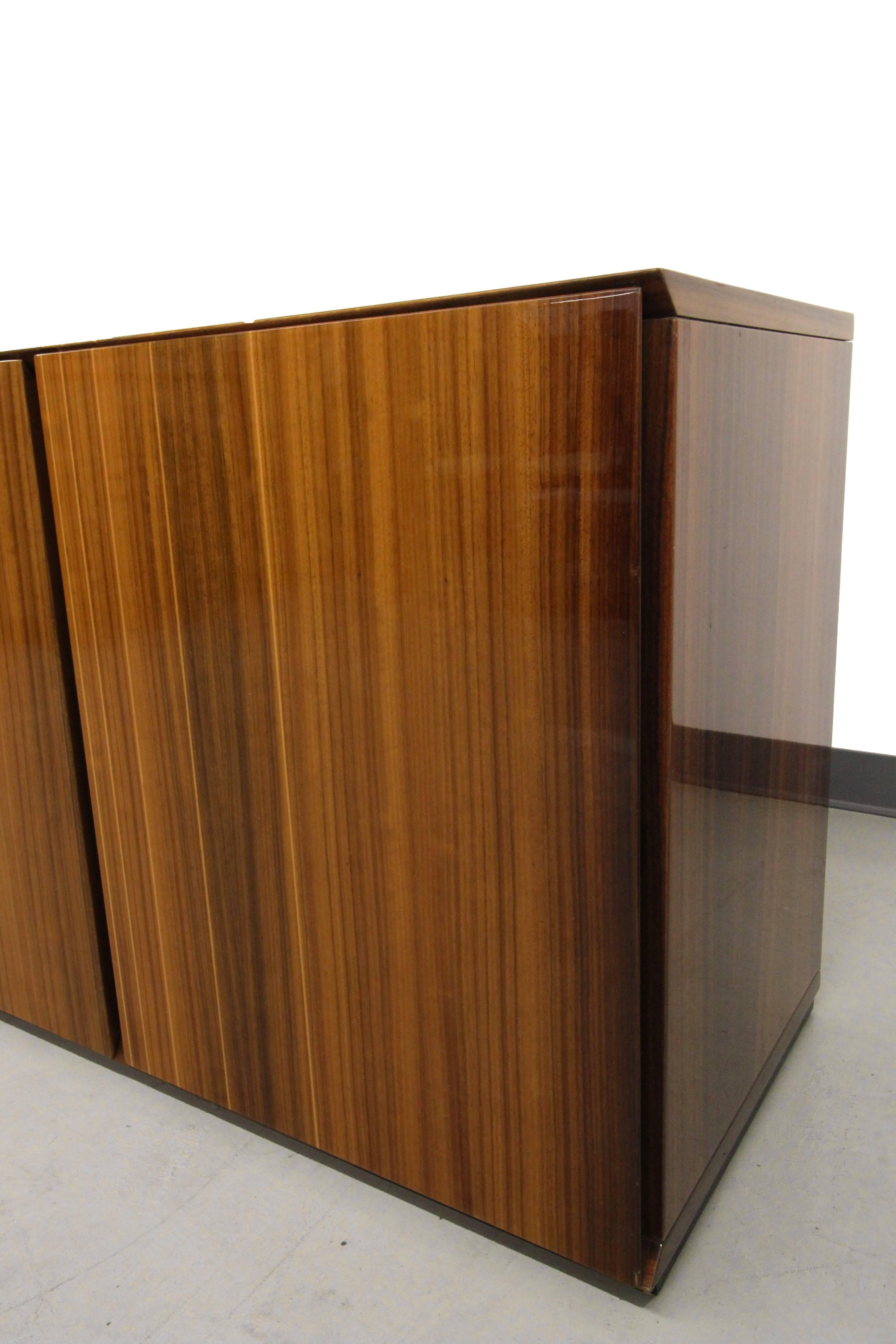 20th Century Monumental Italian Lacquered Zebrawood Credenza Buffet